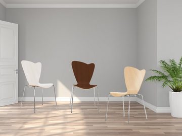 Mauser Sitzkultur Stapelstuhl, ergonomisch-er Schalenstuhl Wartezimmerstuhl, Gastro Bistro-stuhl Weiß