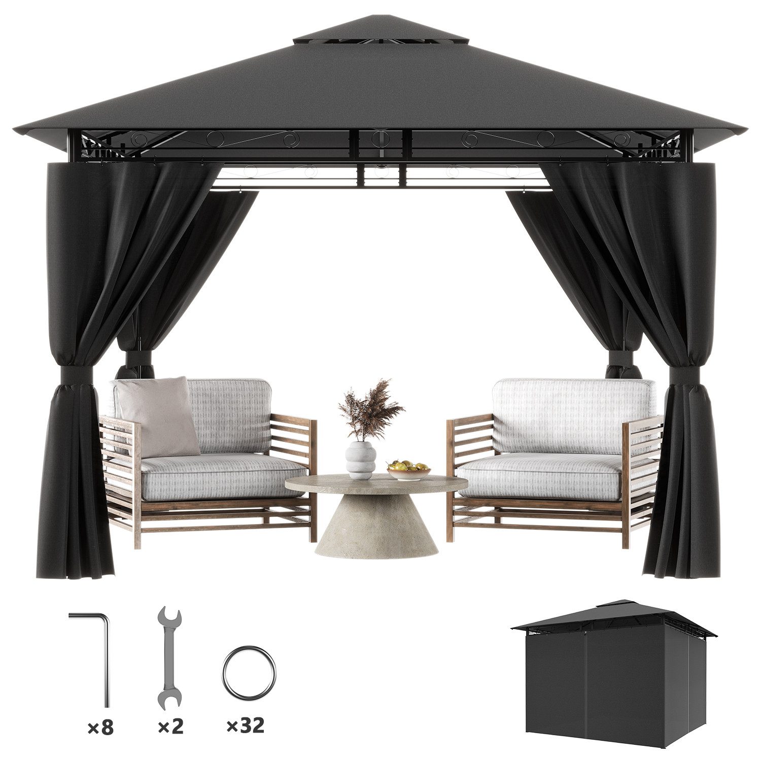 Furnicopia Pavillon Gazebo Partyzelt 3*3CM wasserdichter Gartenpavillon für günstig online kaufen