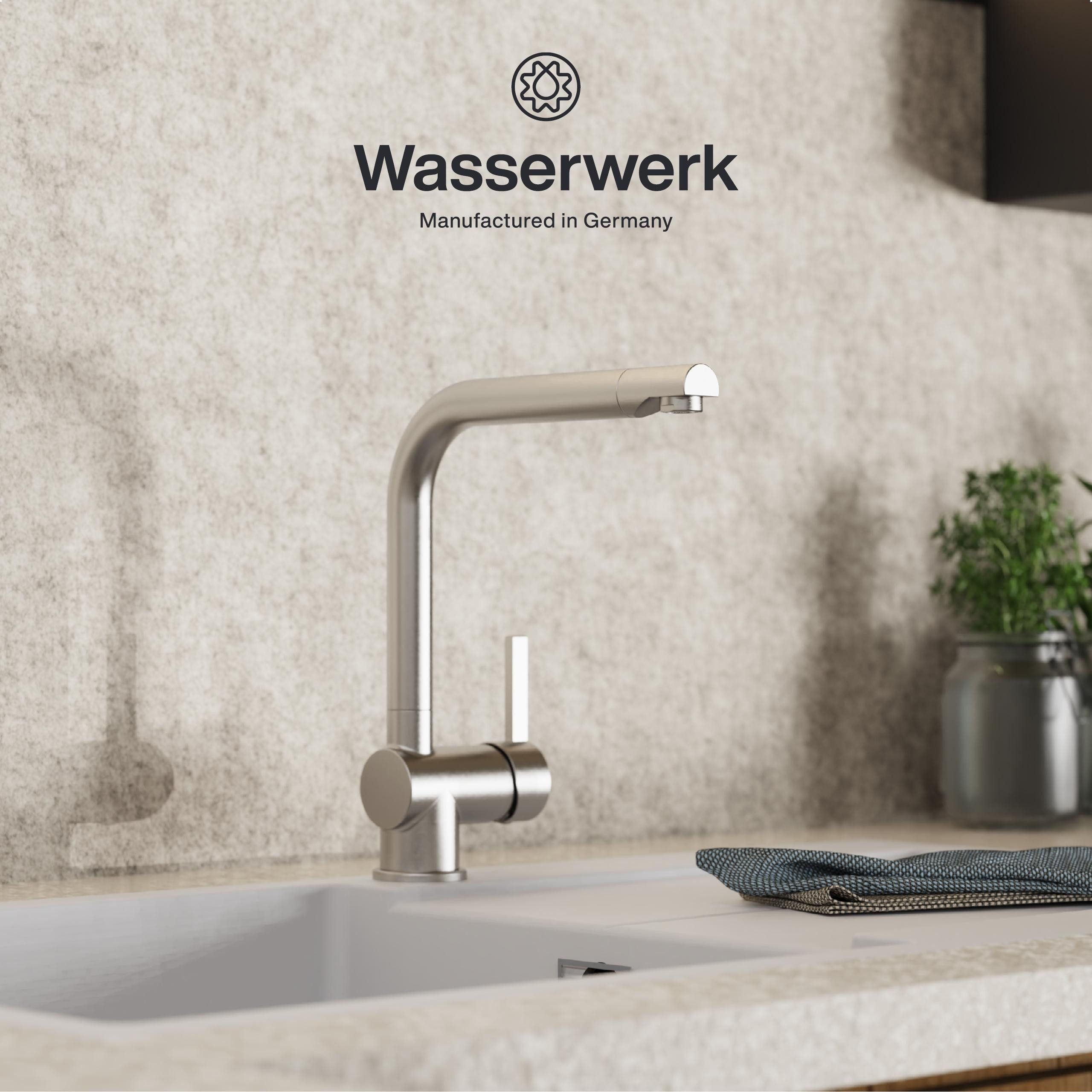 WASSERWERK Spültischarmatur WK 4, Wasserhahn, Küche, Einhebelmischer 360° schwenkbar, Cold-Start-Funkt., geräuscharm