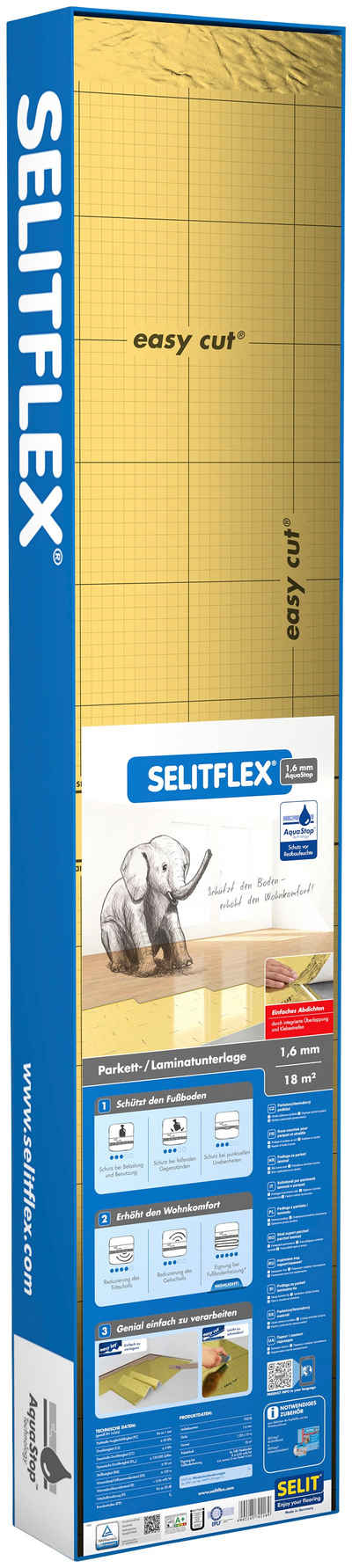 Selit Trittschalldämmplatte »SELITFLEX«, 1,6 mm, 18 m², für Fußbodenheizung geeignet, faltbar,mit Tape