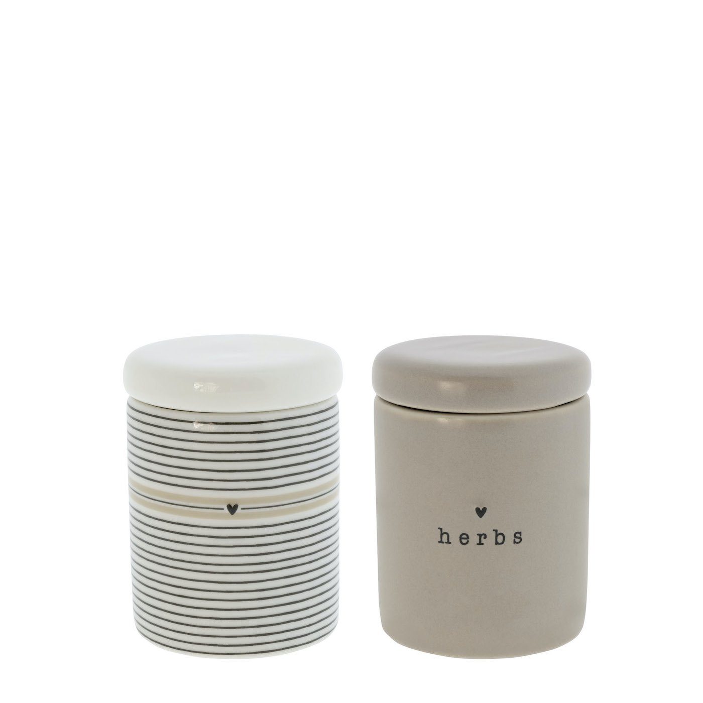 Bastion Collections Aufbewahrungsdose Vorratsbehälter-Set Stripes & herbs mit Deckel Keramik H8cm (Set, 2 St., 2er Set)
