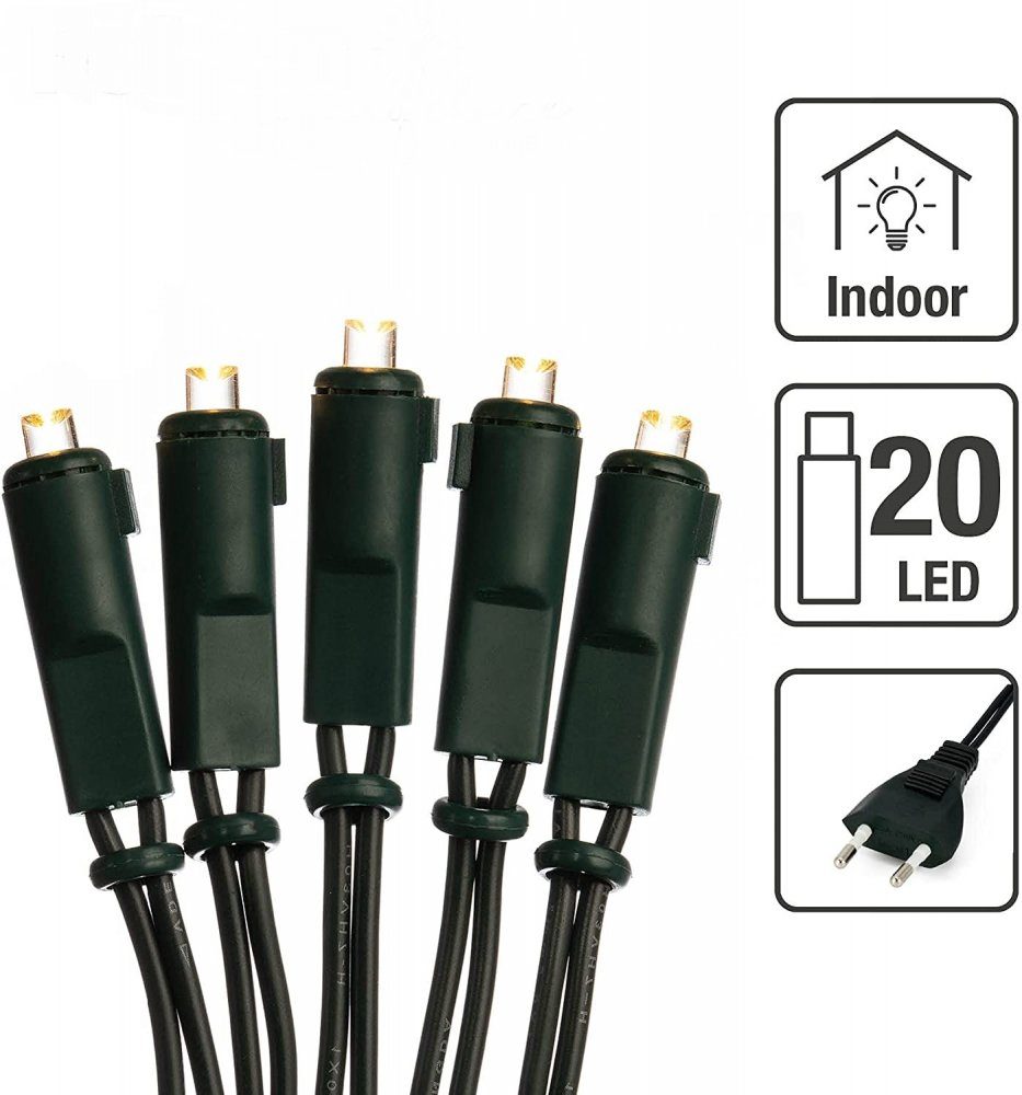 Hellum LEDLichterkette LEDLichterkette 20 BS warmweiß/grün, innen