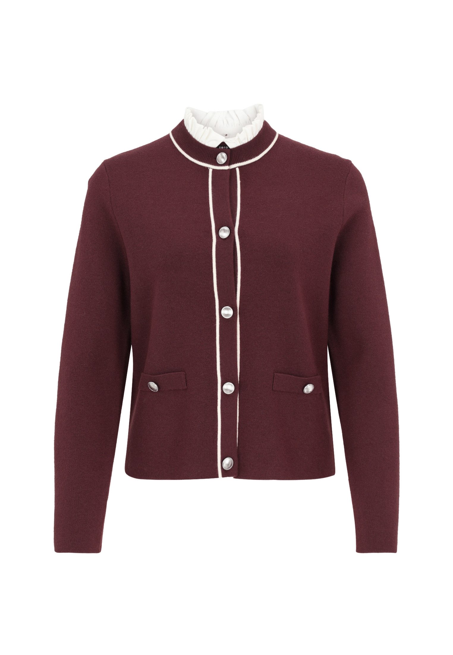 Zero Strickjacke Damen mit Ziertaschen (1-tlg) Knopfleiste günstig online kaufen