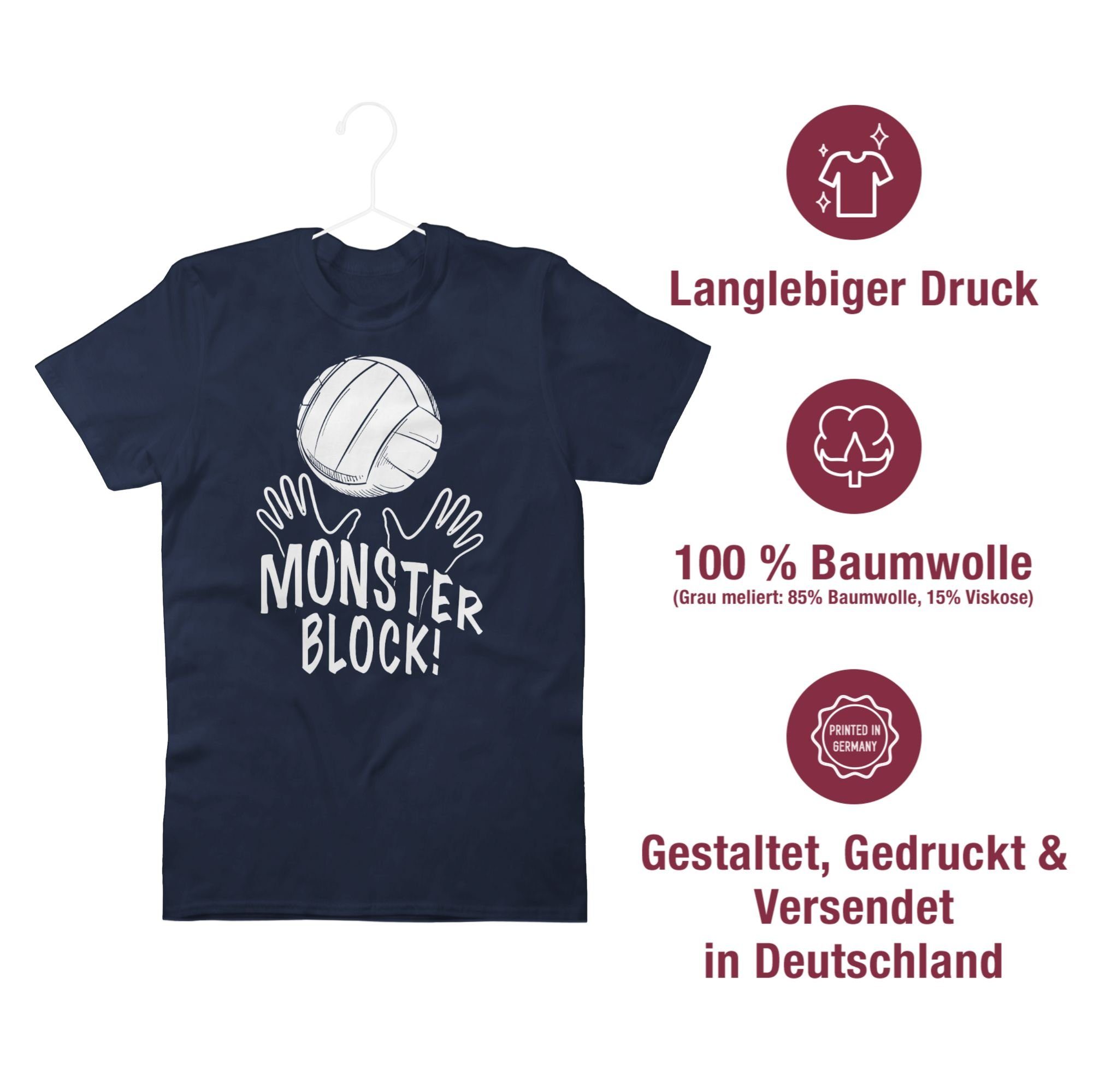Monsterblock! Navy Geschenke Blau T-Shirt 01 Shirtracer Volleyball