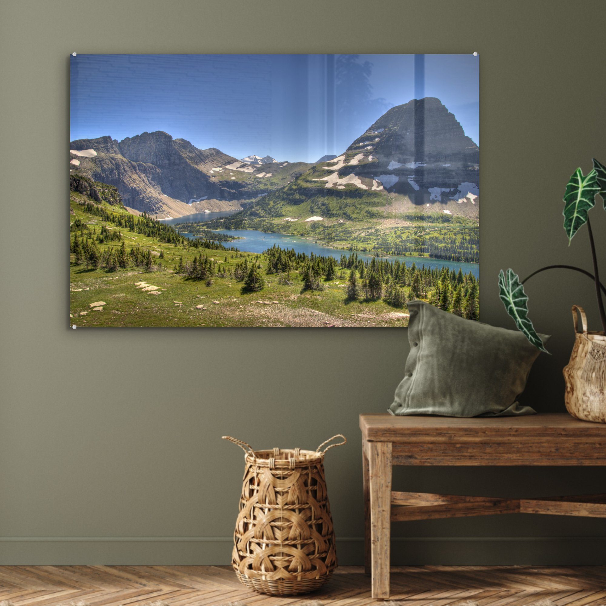 Schlafzimmer Montana, Fluss in & St), Bergen zwischen Acrylglasbild Acrylglasbilder MuchoWow (1 Wohnzimmer