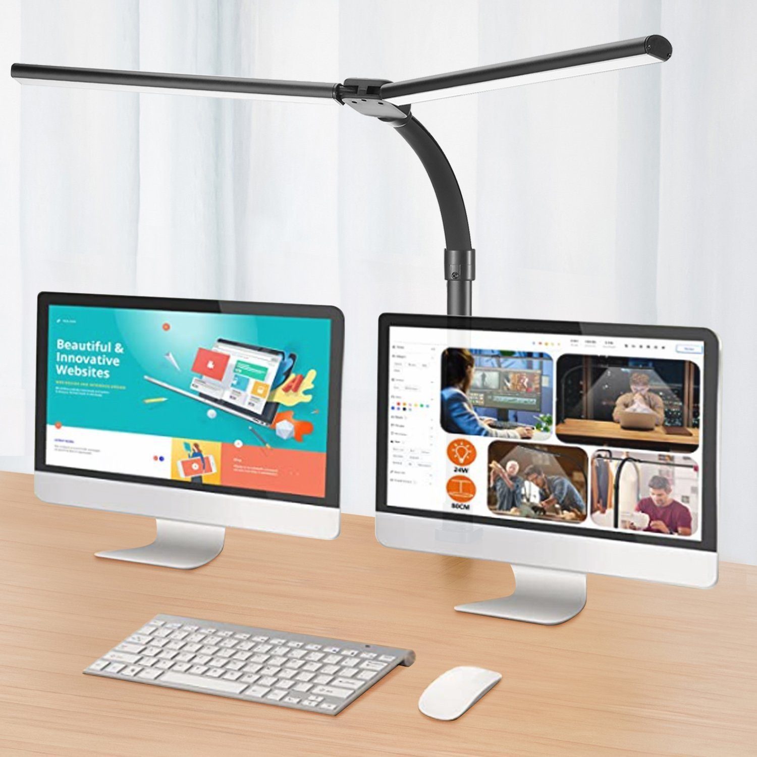 LETGOSPT Schreibtischlampe Doppelkopf 24W 80CM LED günstig online kaufen