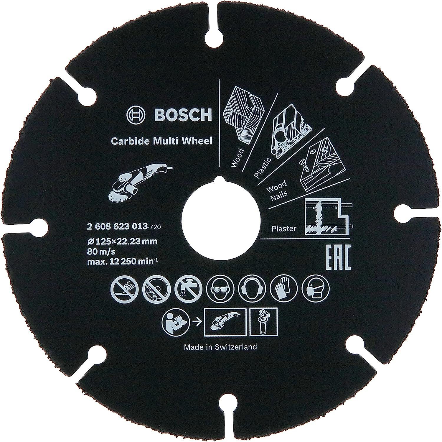 BOSCH Diamanttrennscheibe Trennscheibe Hartmetall Multi Wheel 125 mm x 22,23 für Holz KS und TB
