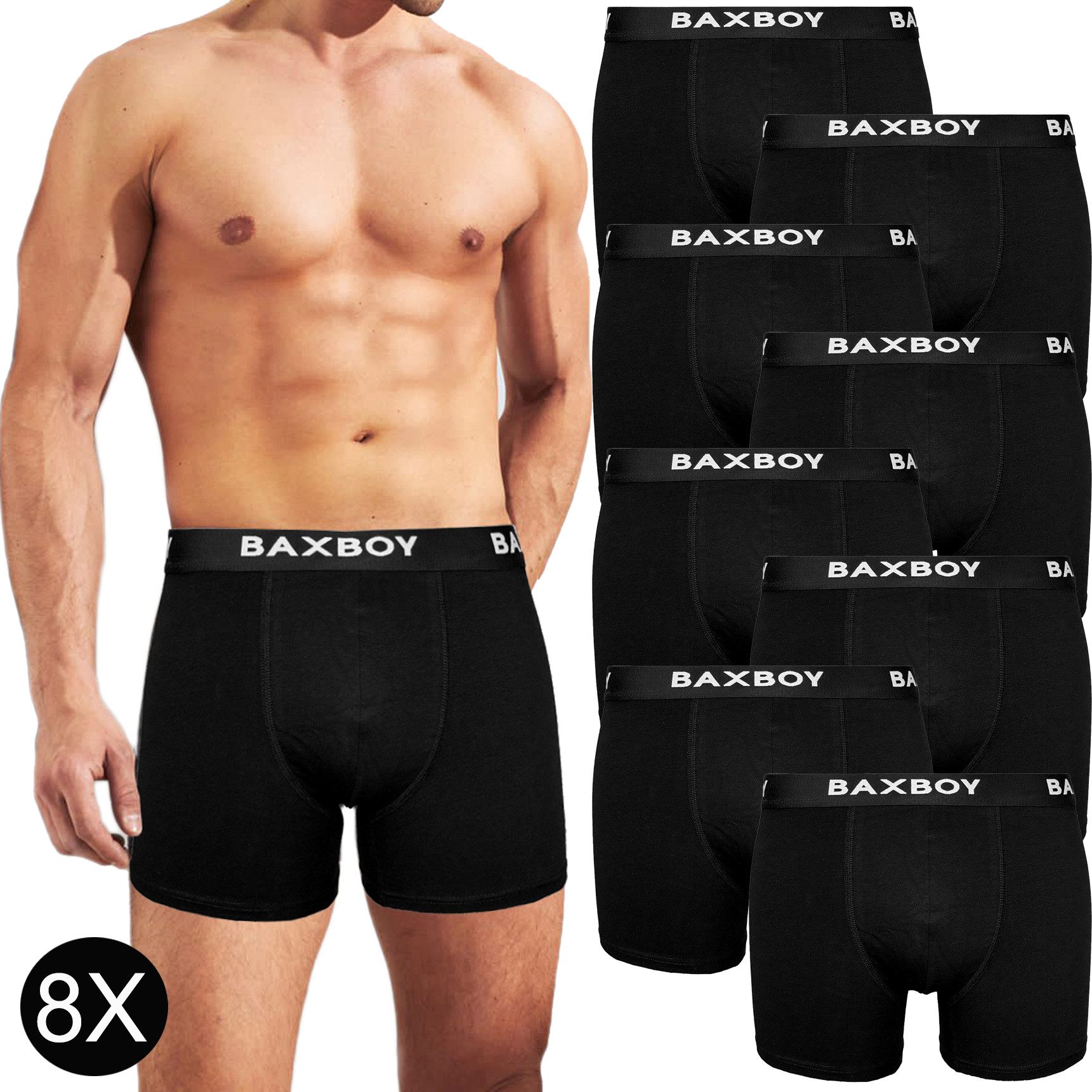Baxboy Boxershorts Boxershorts Herren 8er Pack S-2XL Multipack mit elastisc günstig online kaufen