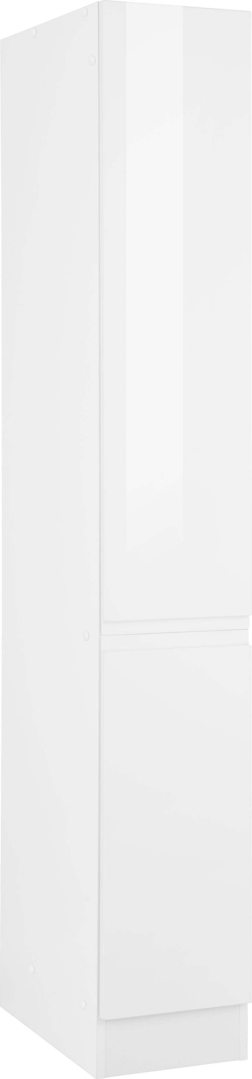 HELD MÖBEL Apothekerschrank Virginia Ablagen, 2 30 mit weiß breit, cm | hoch 200 cm Hochglanz griffloses Design 5 weiß Auszüge