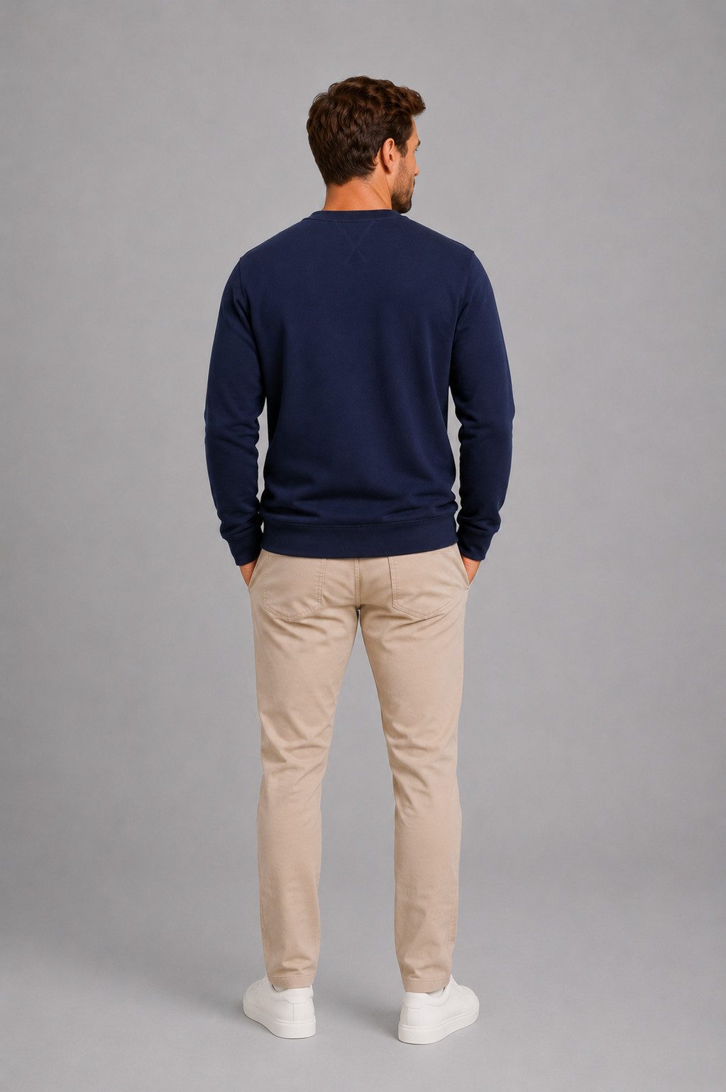 Smith & Solo Sweatshirt Herren, Pullover Baumwolle Loose Fit, Langarm, unifarben