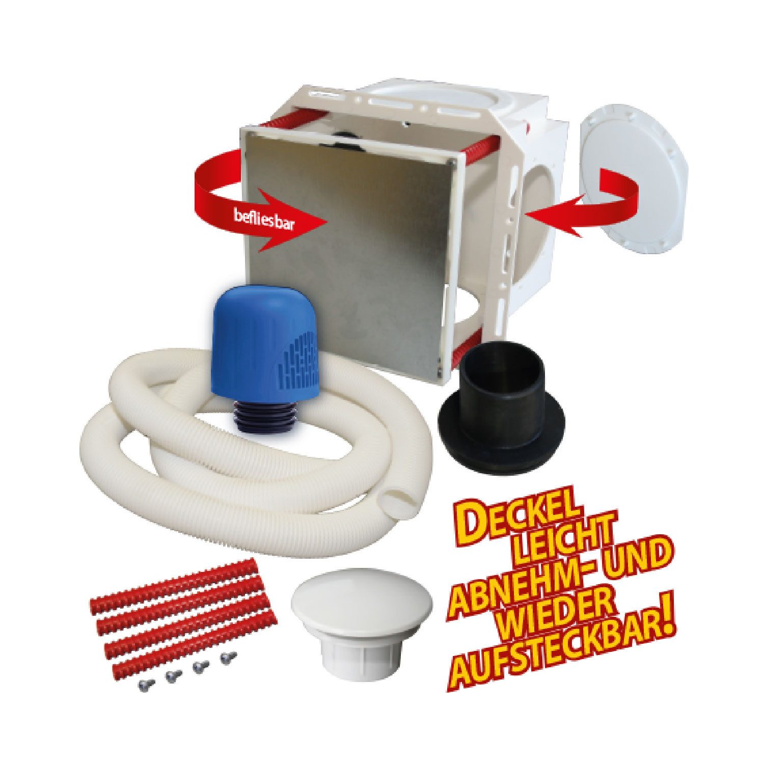 Haas Otto Ablaufrohr OHA-Kunststoff-Wandeinbaukasten befliesbar + Rohrbelüfter DN32/40/50