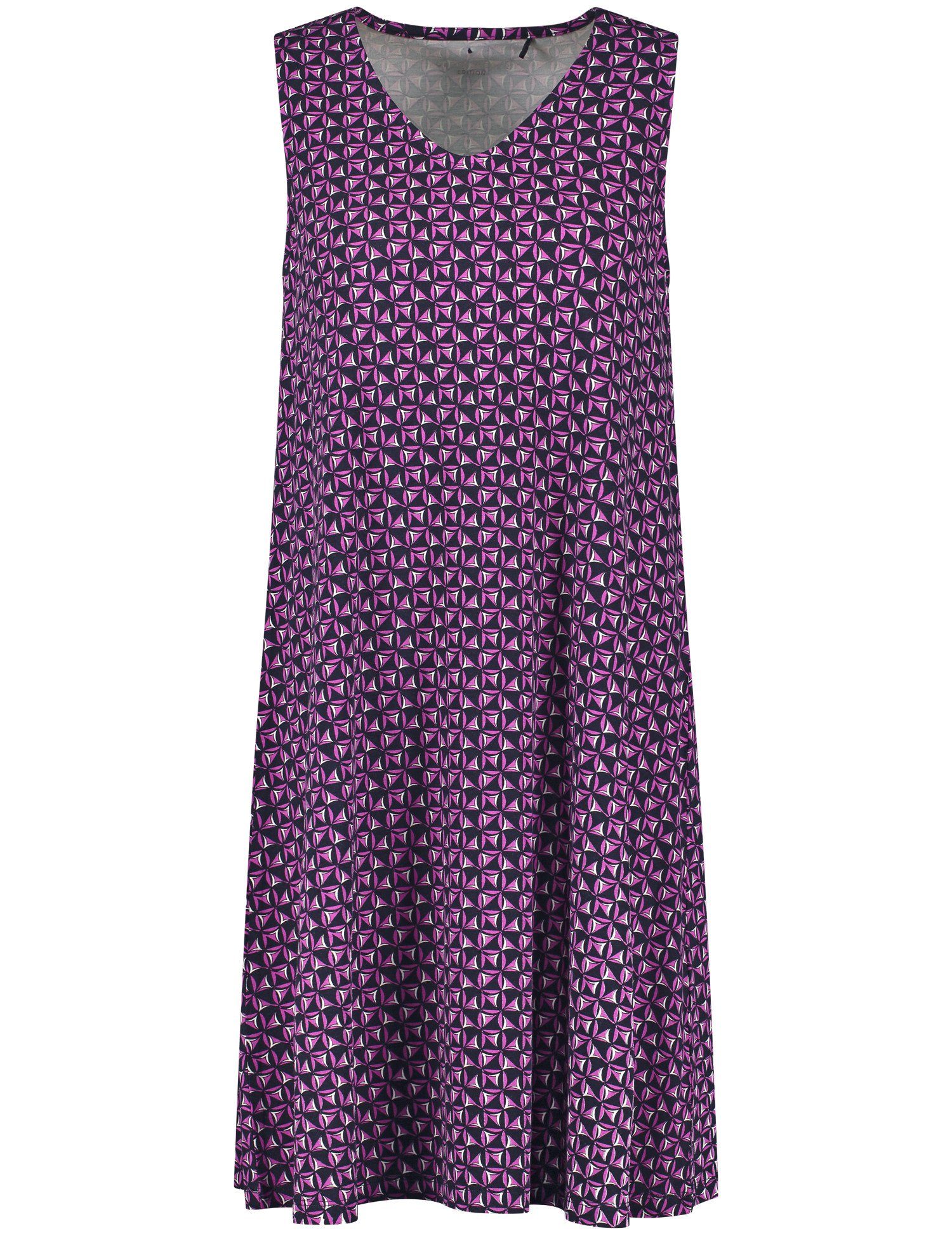 GERRY WEBER Midikleid Leicht ausgestelltes Druck Blau/Lila/Pink Jerseykleid
