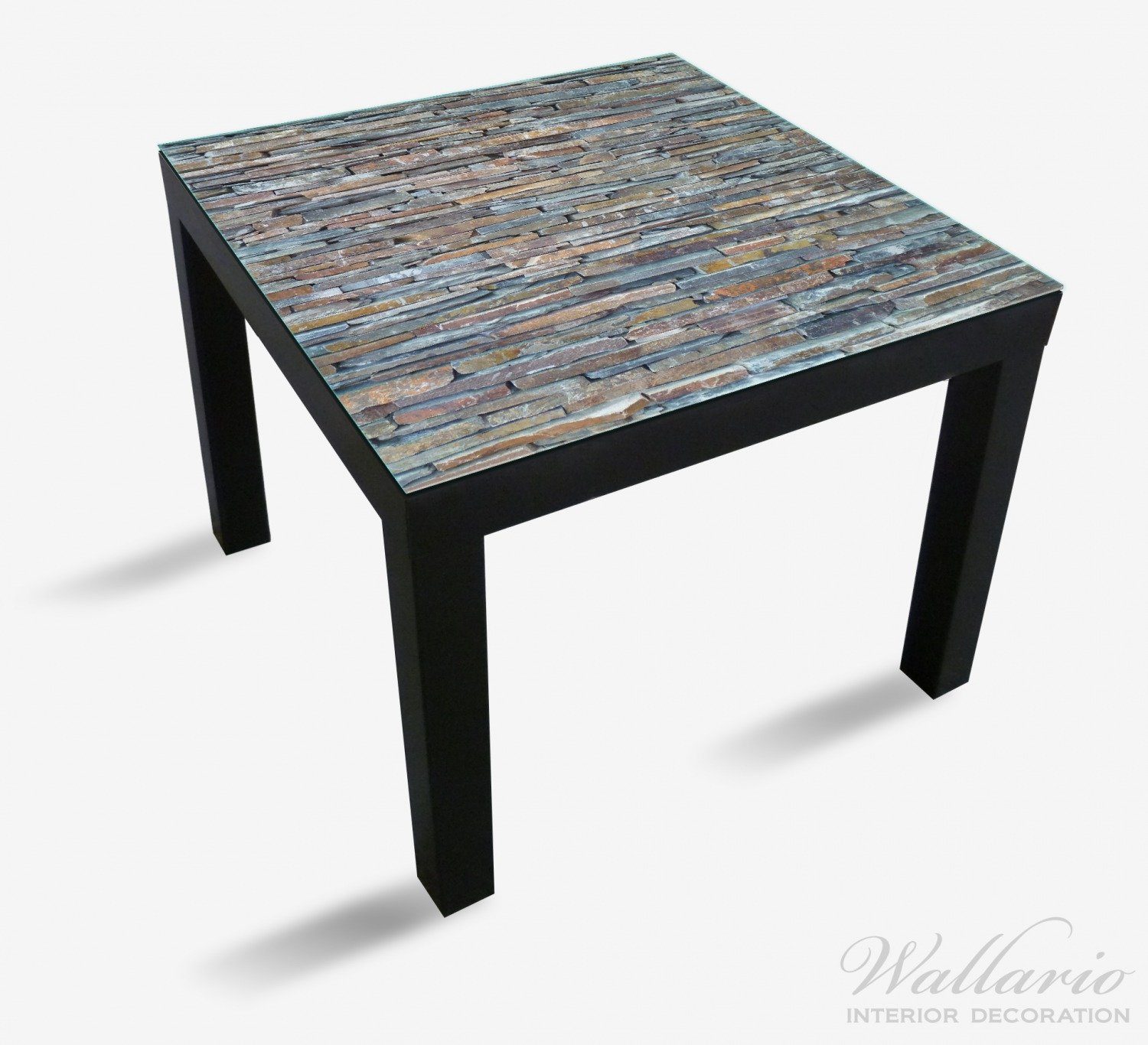 Wallario Tischplatte Lack (1 Ikea für braun geeignet St), in Tisch grau Natursteinmauer