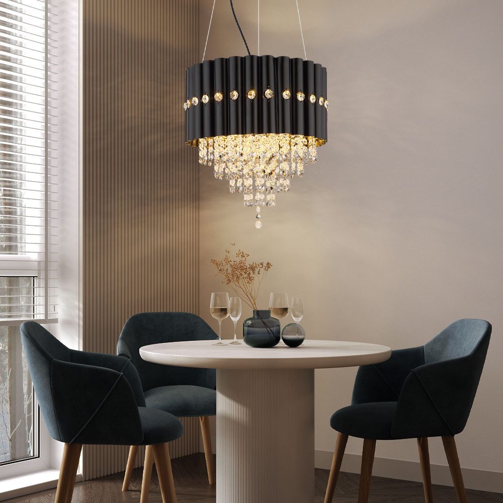 GLOBO LIGHTING Kronleuchter, Leuchtmittel nicht inklusive, Kronleuchter Hängeleuchte Esszimmerlampe 3x E27 rauch schwarz