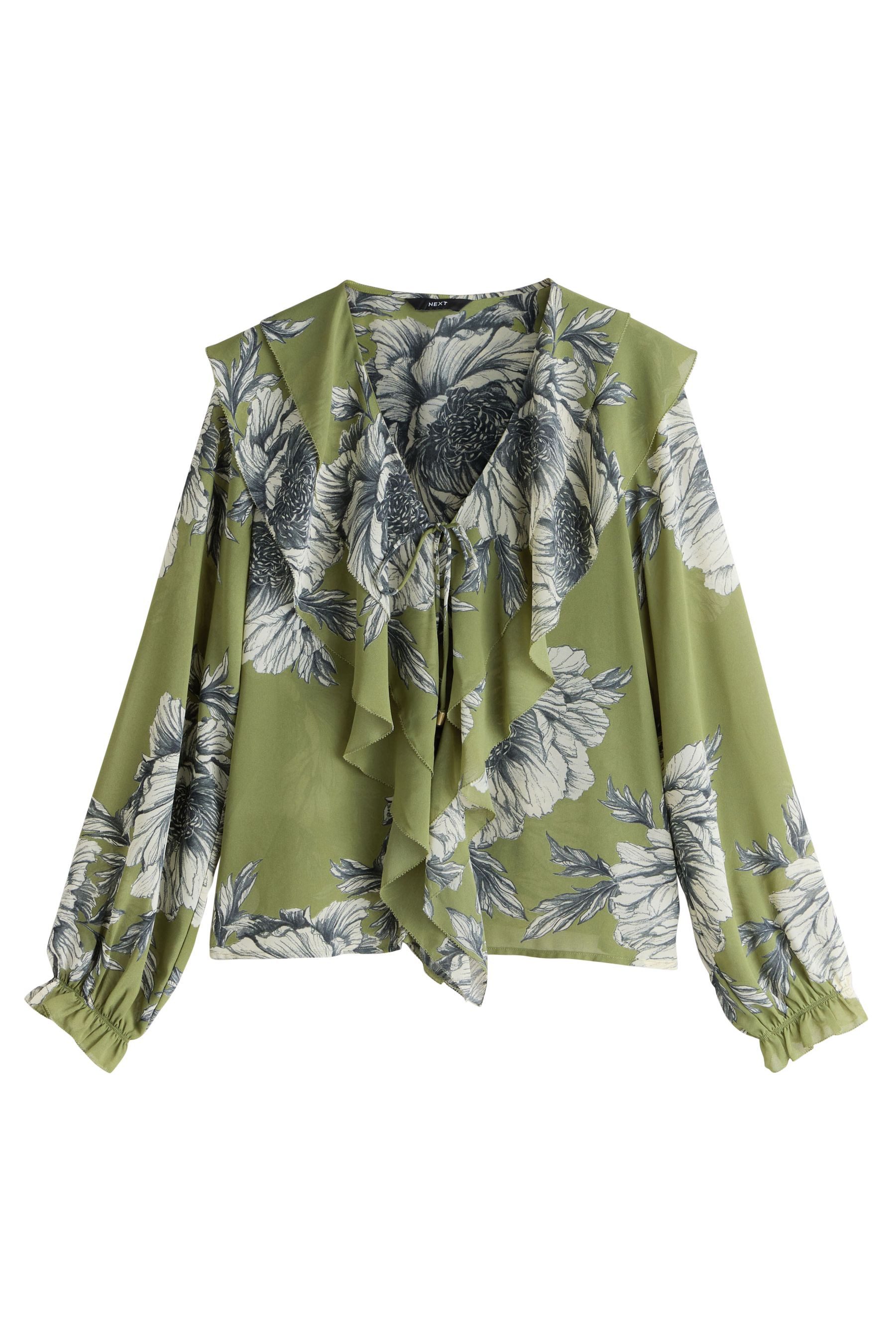 Next Langarmbluse Langärmelige Bluse mit Rüschenfront (1-tlg)