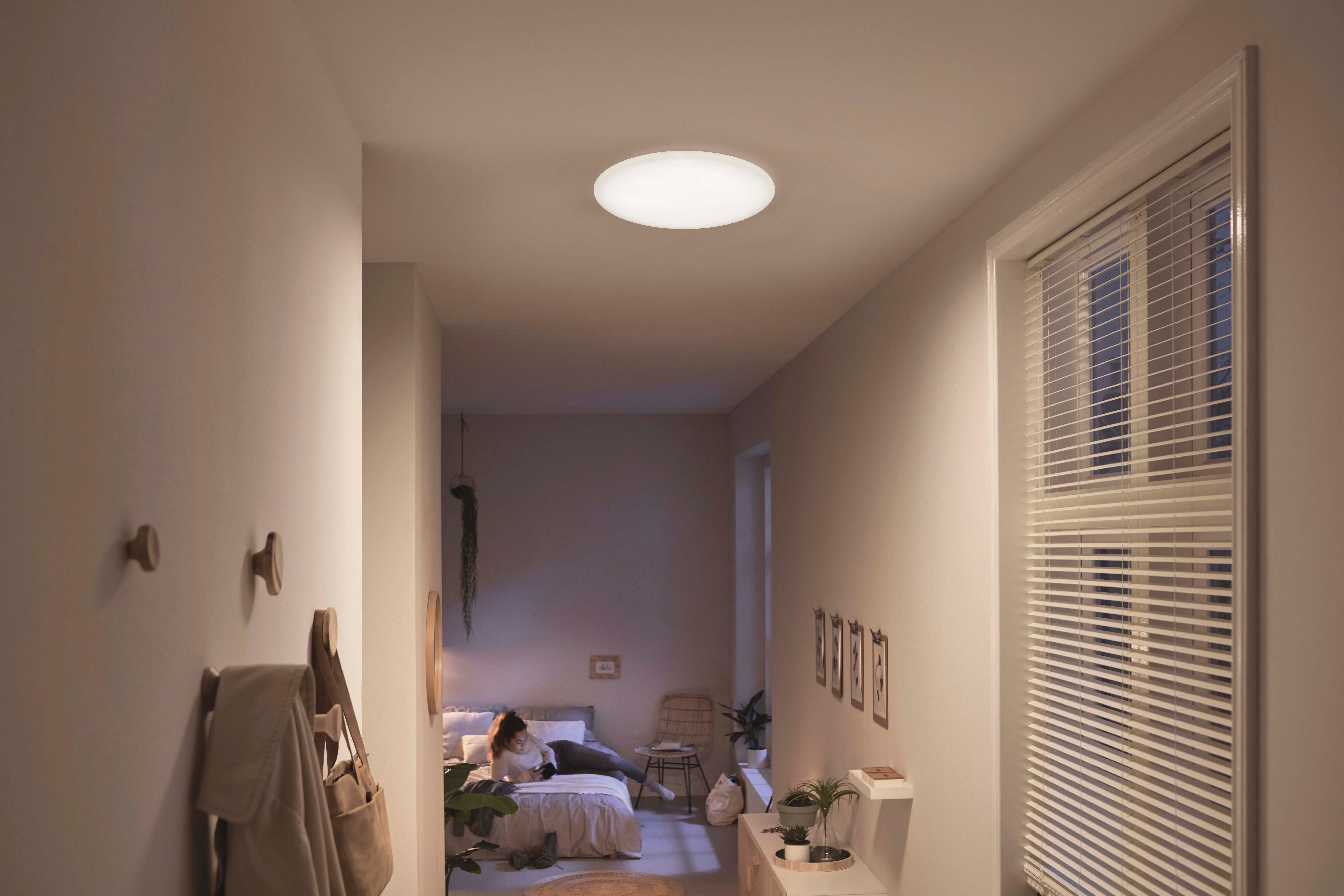Philips LED Deckenleuchte Moire CL200 36W, 4000 Kelvin, 3800 Lumen, rund 49cm, weiss, LED fest integriert, Neutralweiß