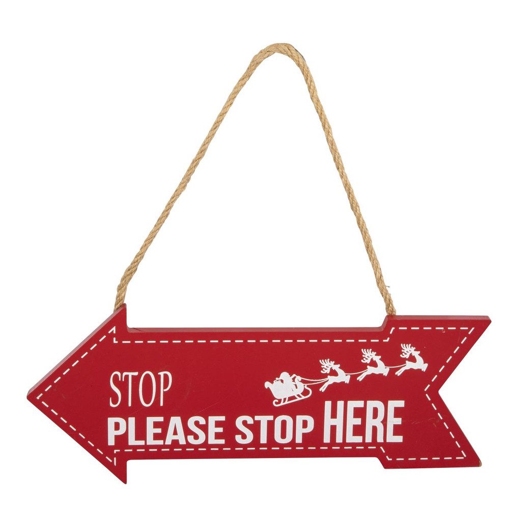 MICA Adventskranz Dekoschild - Please stop here - rot/weiß - ca. 28 x 30 cm