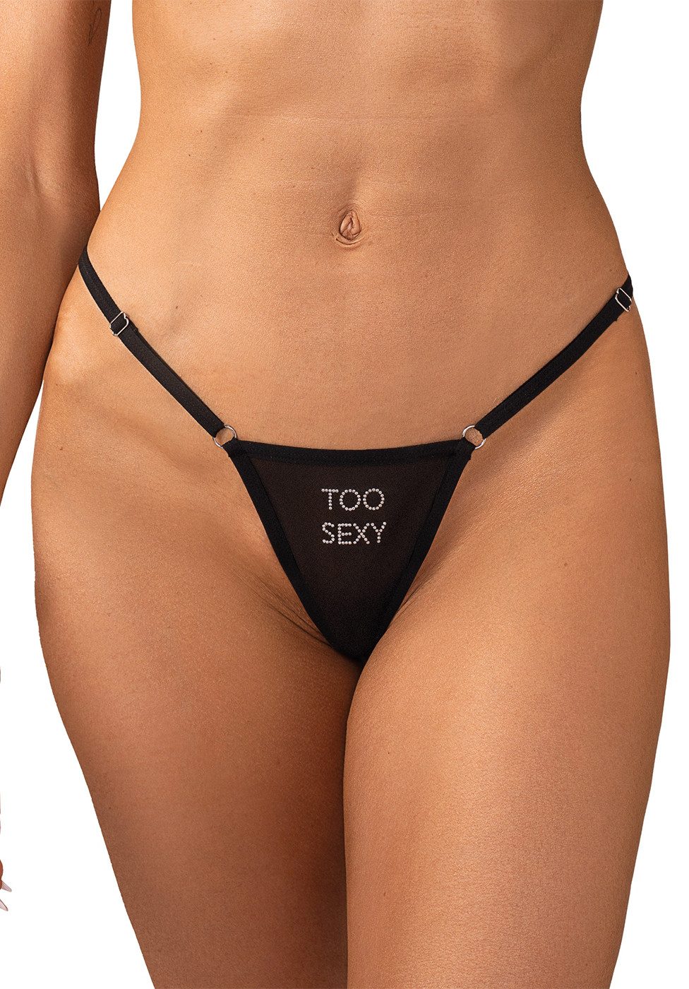 Obsessive String Transparenter String mit "TOO SEXY" Schriftzug aus Strasssteinen - sch (1-St) mit funkelndem Strass-Schriftzug