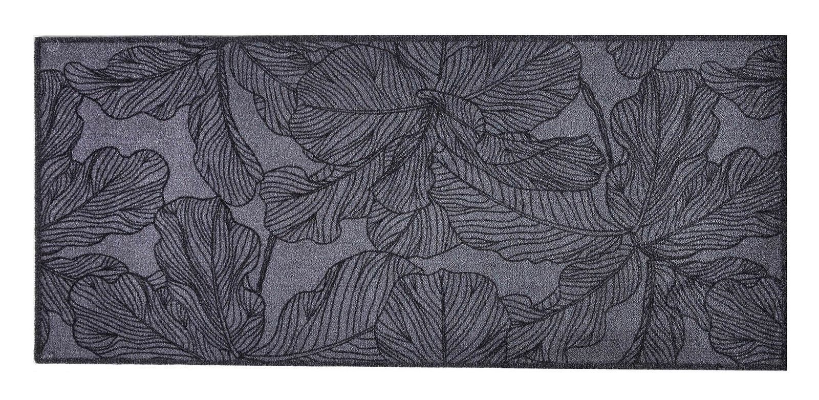 MD Entree Fußmatte Universal Teppichläufer Wohnzimmer Teppich, rechteckig, Höhe: 8 mm, bei 30° waschbar, anti-rutsch, 67 x 150 cm, Floral, grau