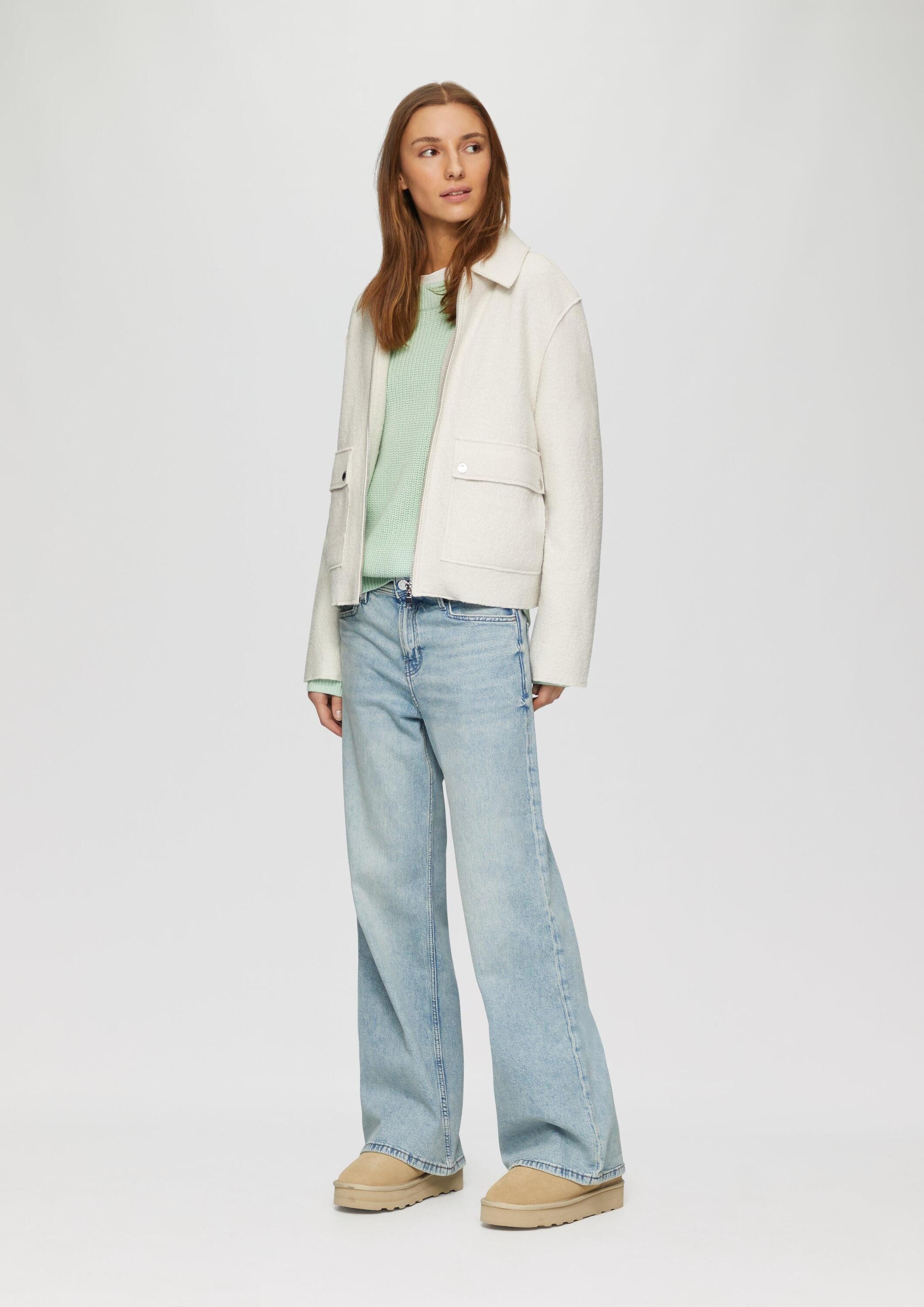 s.Oliver Longpullover Strickpullover Strickpullover mit Raglan-Ärmeln und Rippbündchen