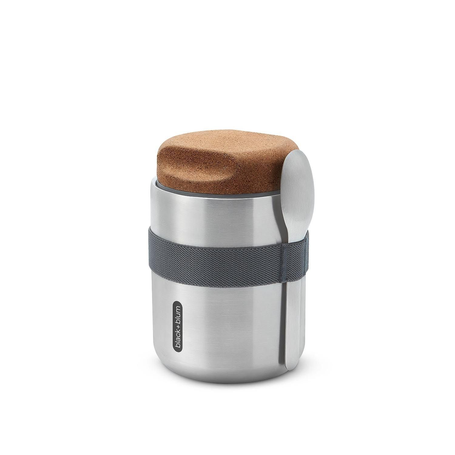 black+blum Thermobecher Lunch 550 ml, Edelstahl, Nylon, Kork, Silikon