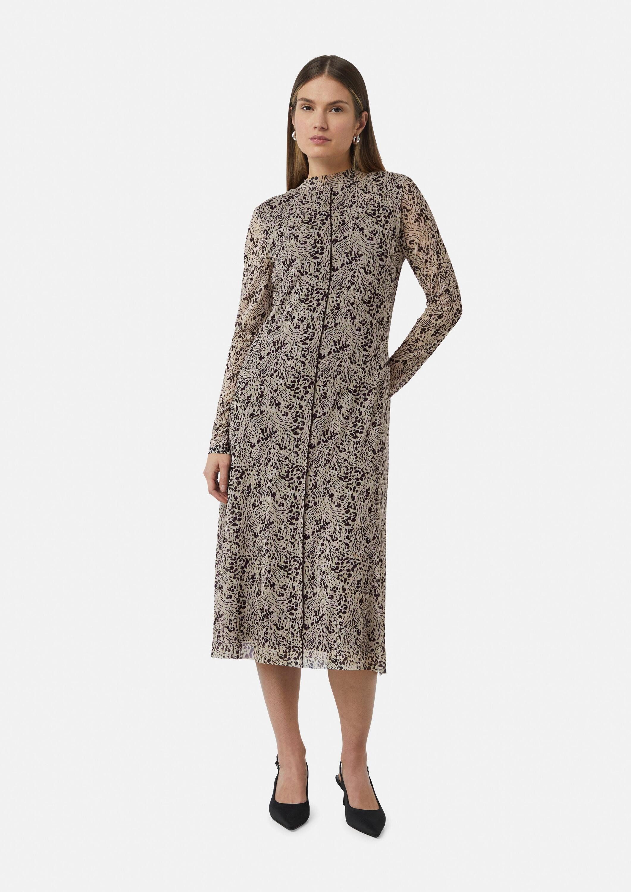 comma Midikleid Kleid Hochgeschlossenes Midi-Kleid aus Mesh günstig online kaufen