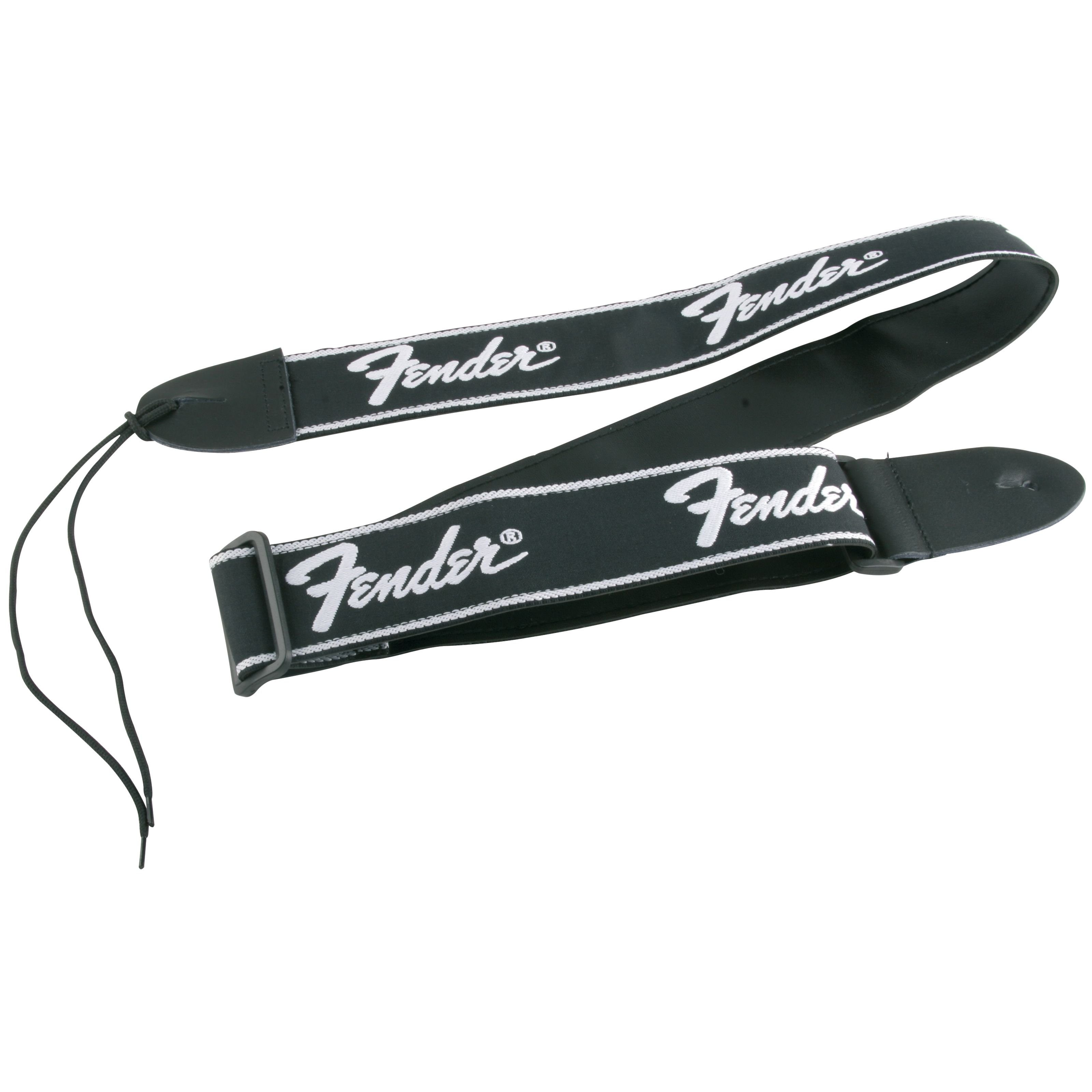 Fender Gitarrengurt, Gitarrengurt Running Logo Black/White - Gitarrengurt