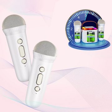 AKKEE Mikrofon Karaoke Maschine für Kinder, Tragbarer Bluetooth Karaoke Lautsprecher (mit 2 kabellosen Mikrofonen und LED-Lichtern, 1-tlg), für Heimparty, Geburtstags Geschenke für Mädchen und Jungen
