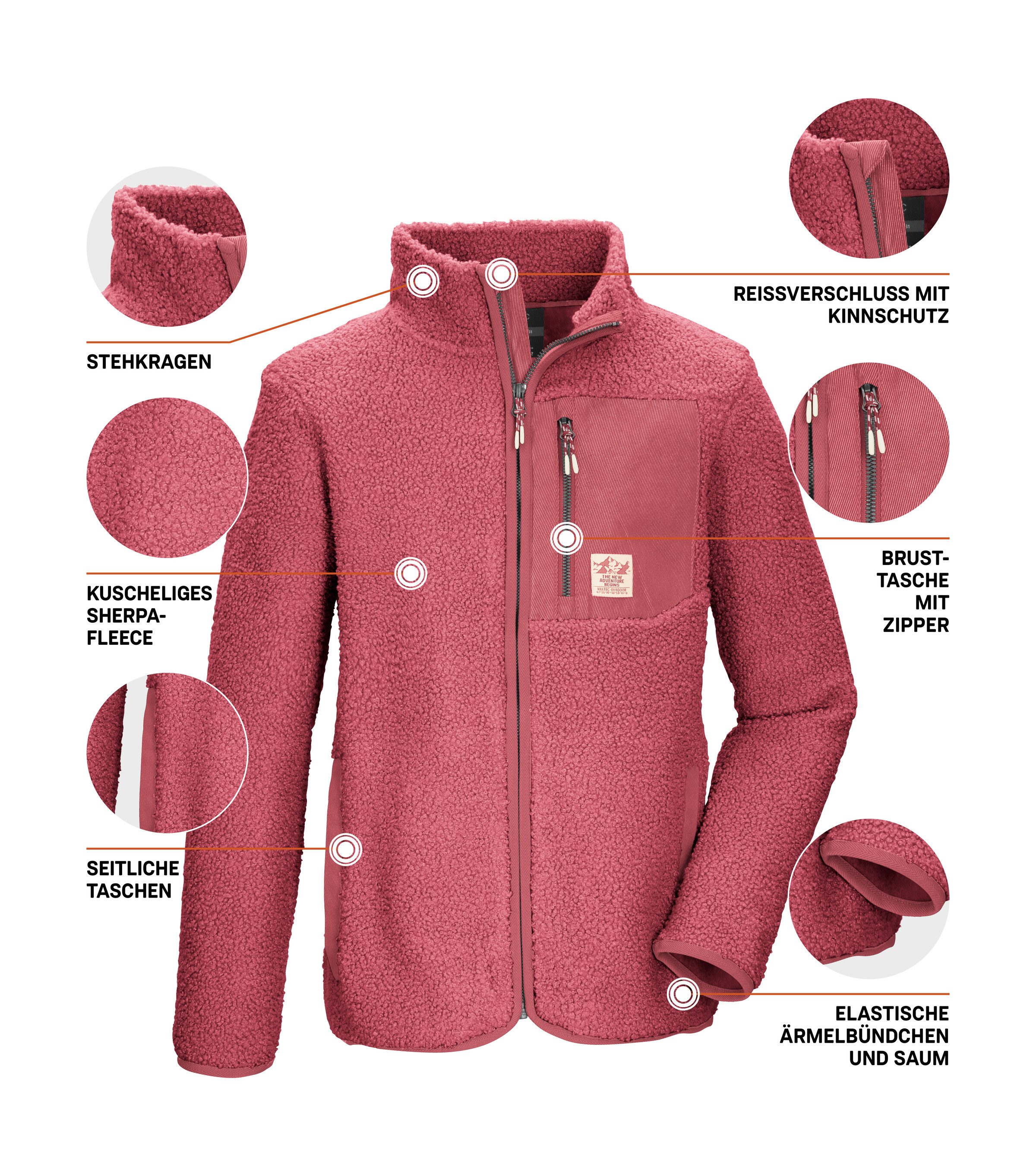 Killtec Fleecejacke KOW 140 GRLS FLC JCKT Weiche Sherpa-Fleecejacke mit Kinnschutz und Stauraum – Bild 5 von 5