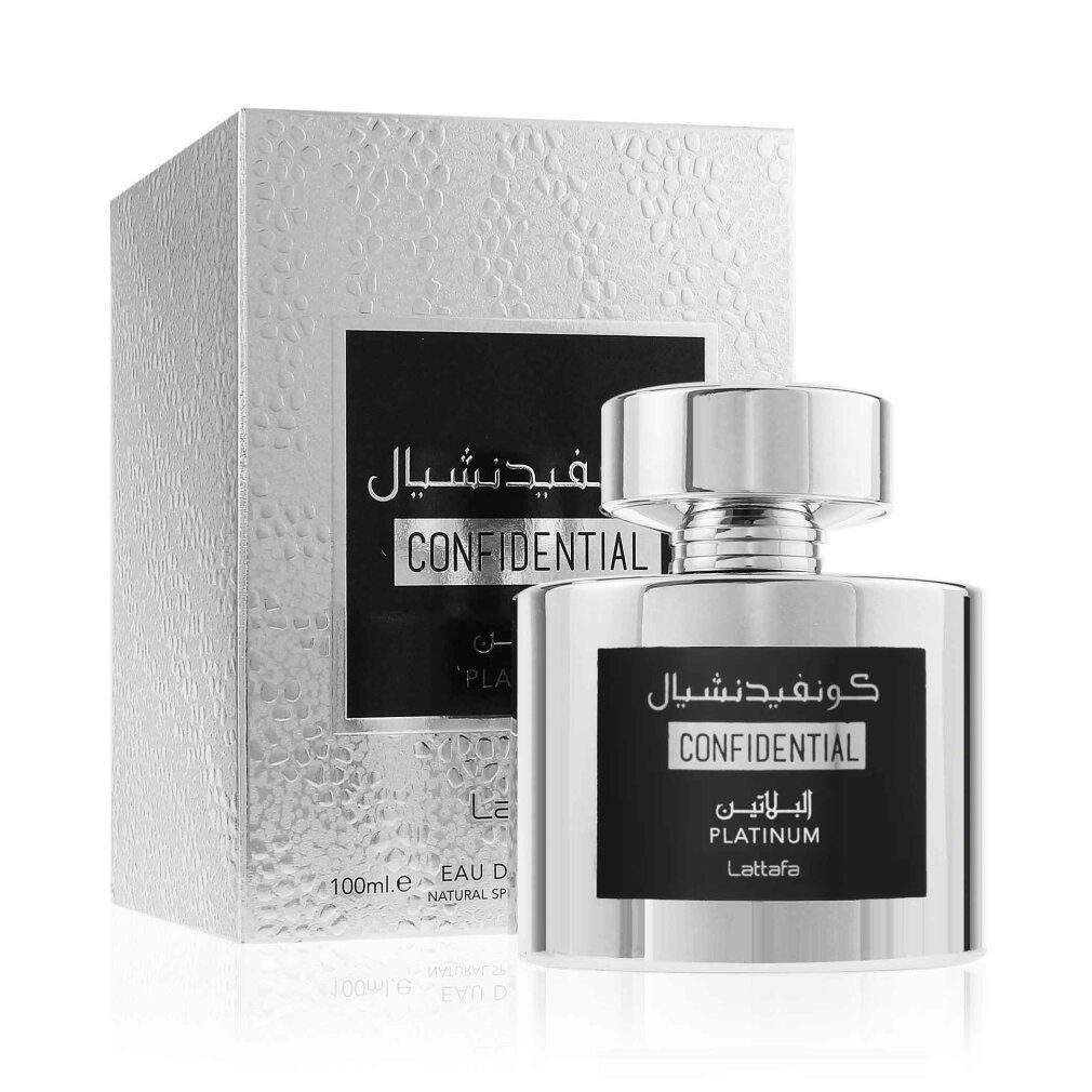 Lattafa Eau de Parfum Confidential Platinum, Glasflakon, Parfüm EDP, Unisex Duft