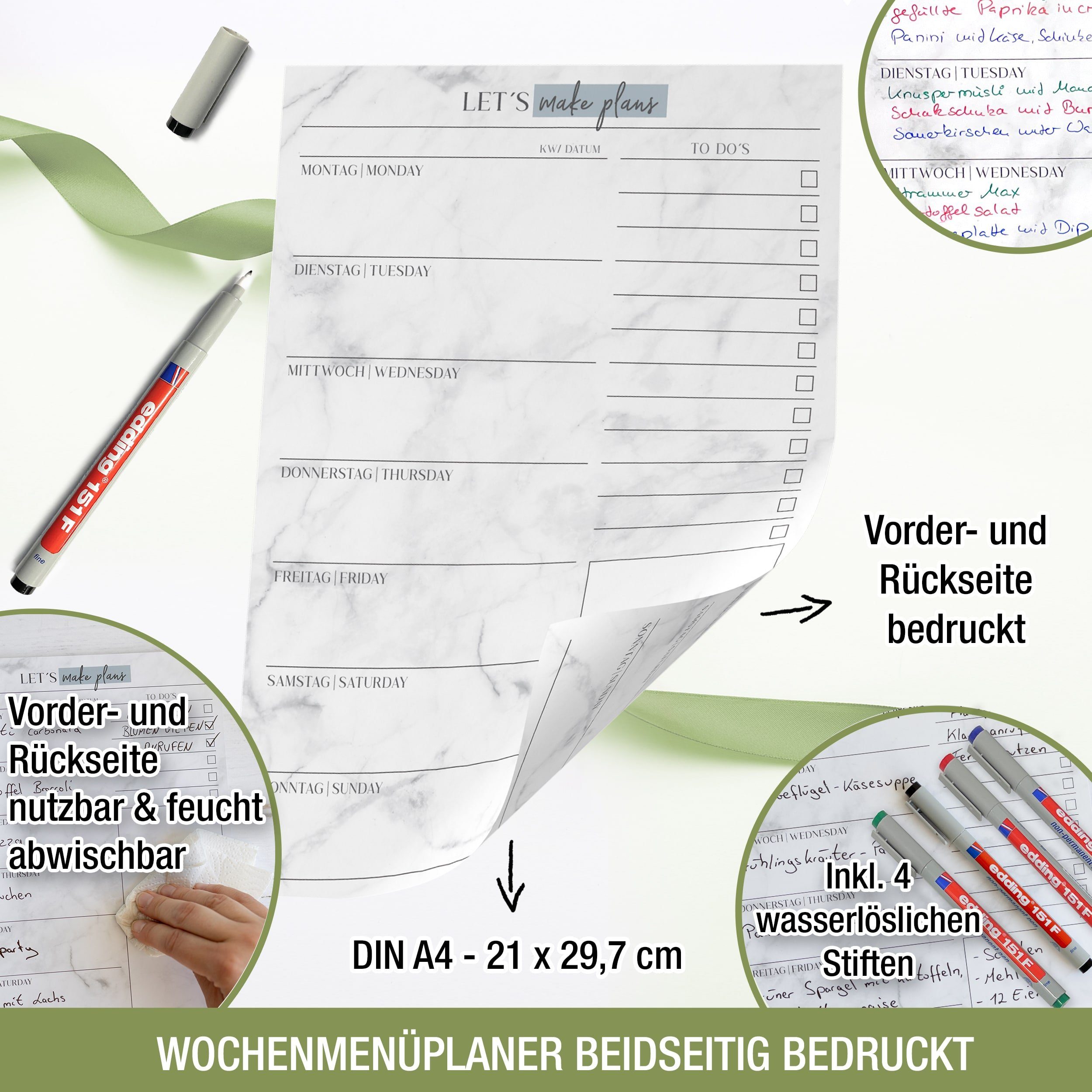 TOBJA Memoboard Menüplaner abwischbar inkl. 4 günstig online kaufen