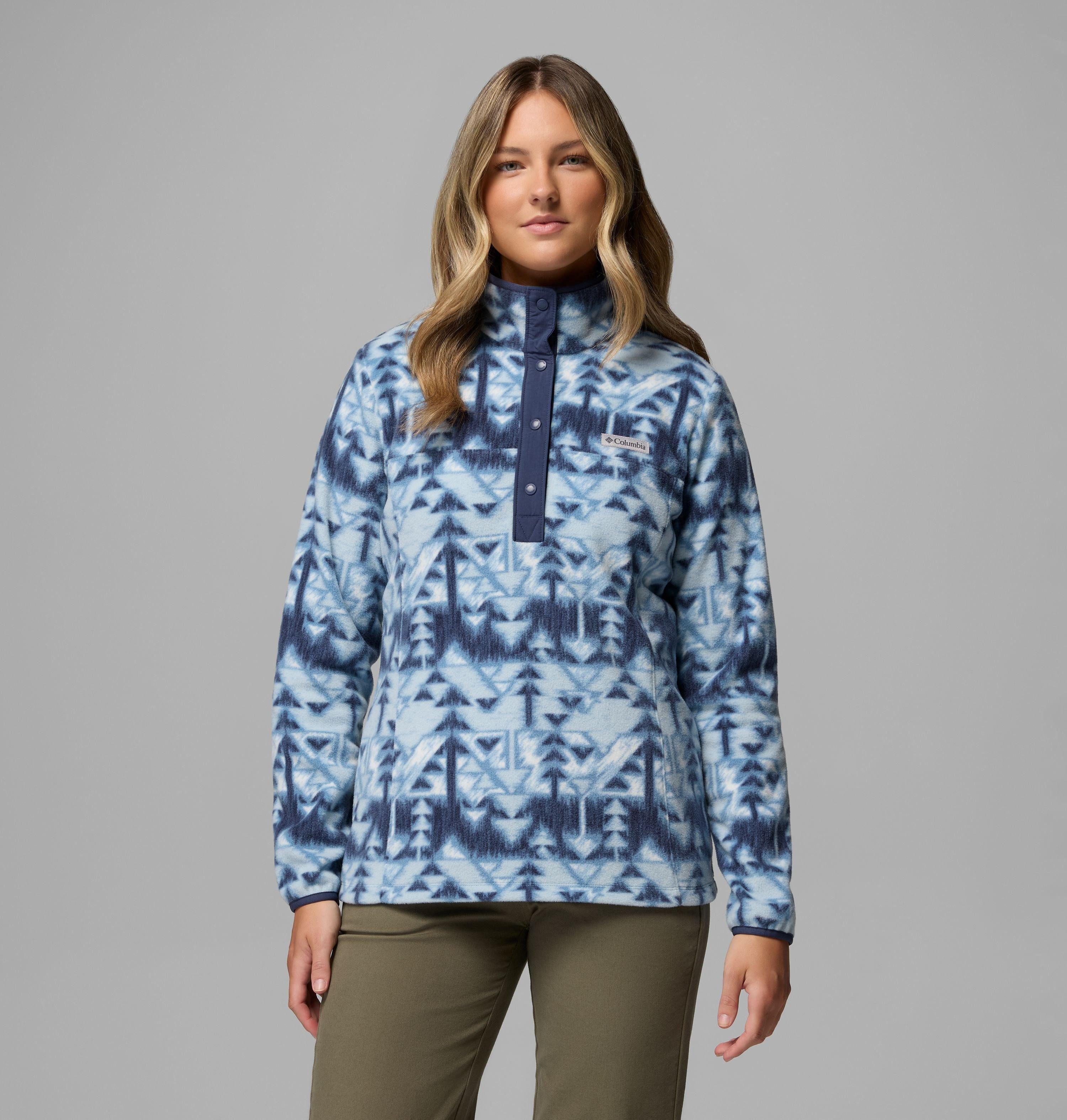 Columbia Fleecepullover Benton Springs Printed 1/2 Snap mit Halber Druckknopfverschluss, Langarm-Design, aus Nylon
