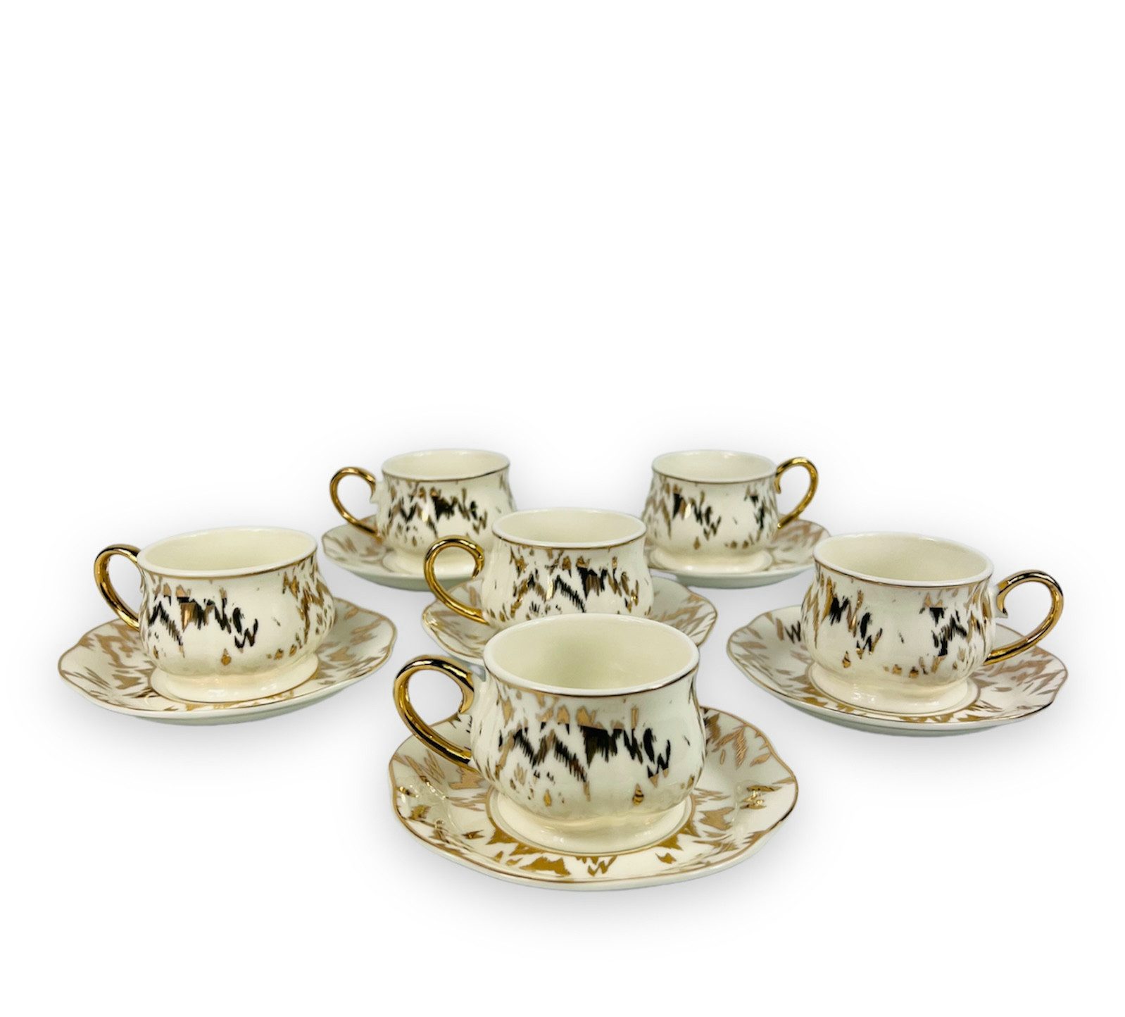 Schatzkiste1 Kaffeeservice Espressotassen Gold Espressoset für 6 Personen Porzellan, 6 Personen, 12 Teile für 6 Personen