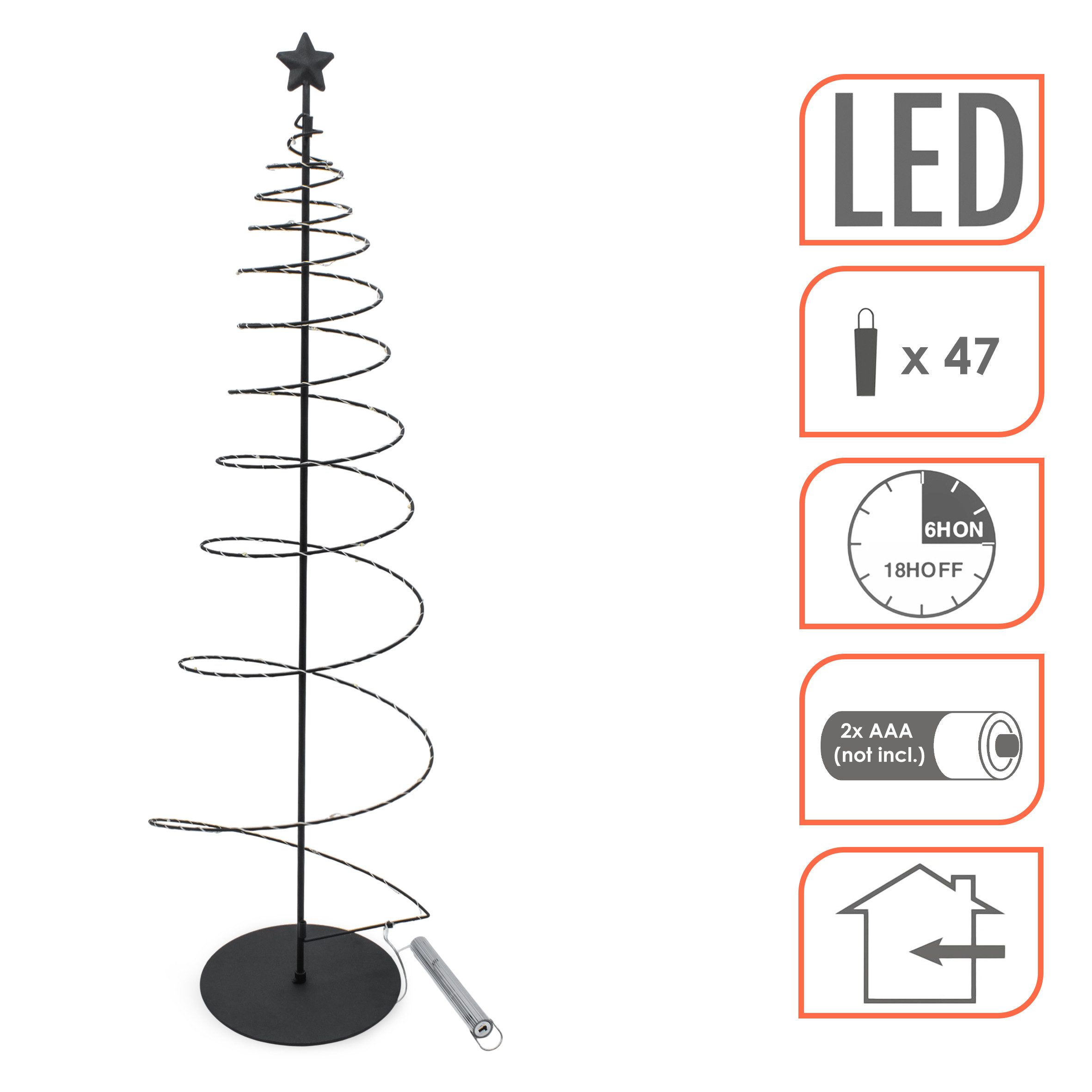 Spetebo LED-Dekofigur Spiral Weihnachtsbaum mit 47 LED aus Metall in schwarz (Anzahl, 1 St., Stück), mit Timer Funktion – Bild 3 von 5