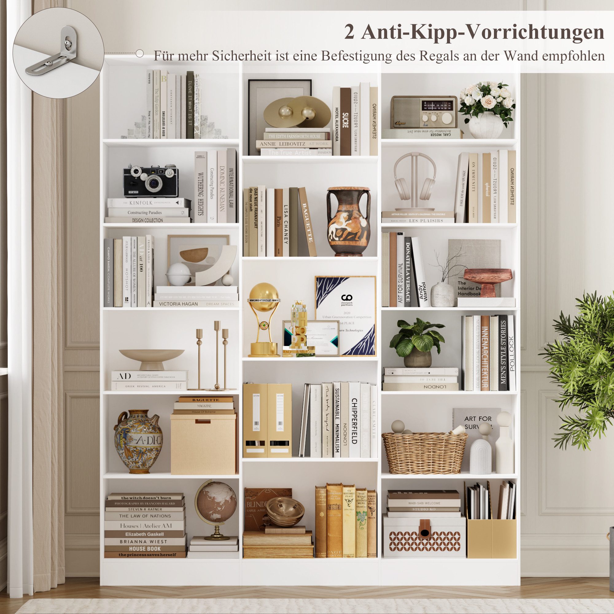 Homfa Bücherregal 188cm Standregal Büroregal Bücherschrank, mit 17 Fächern, 149x23,5x188cm – Bild 5 von 5