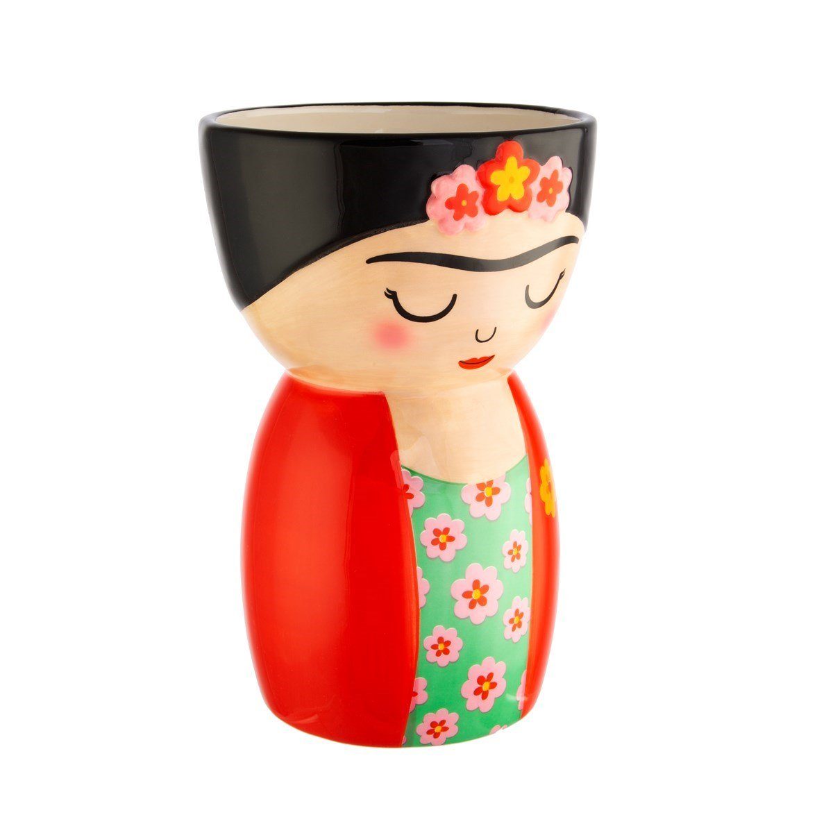 Frida & Vase, Rot/bunt handgefertigt Belle Shaped Dekovase Body Sass