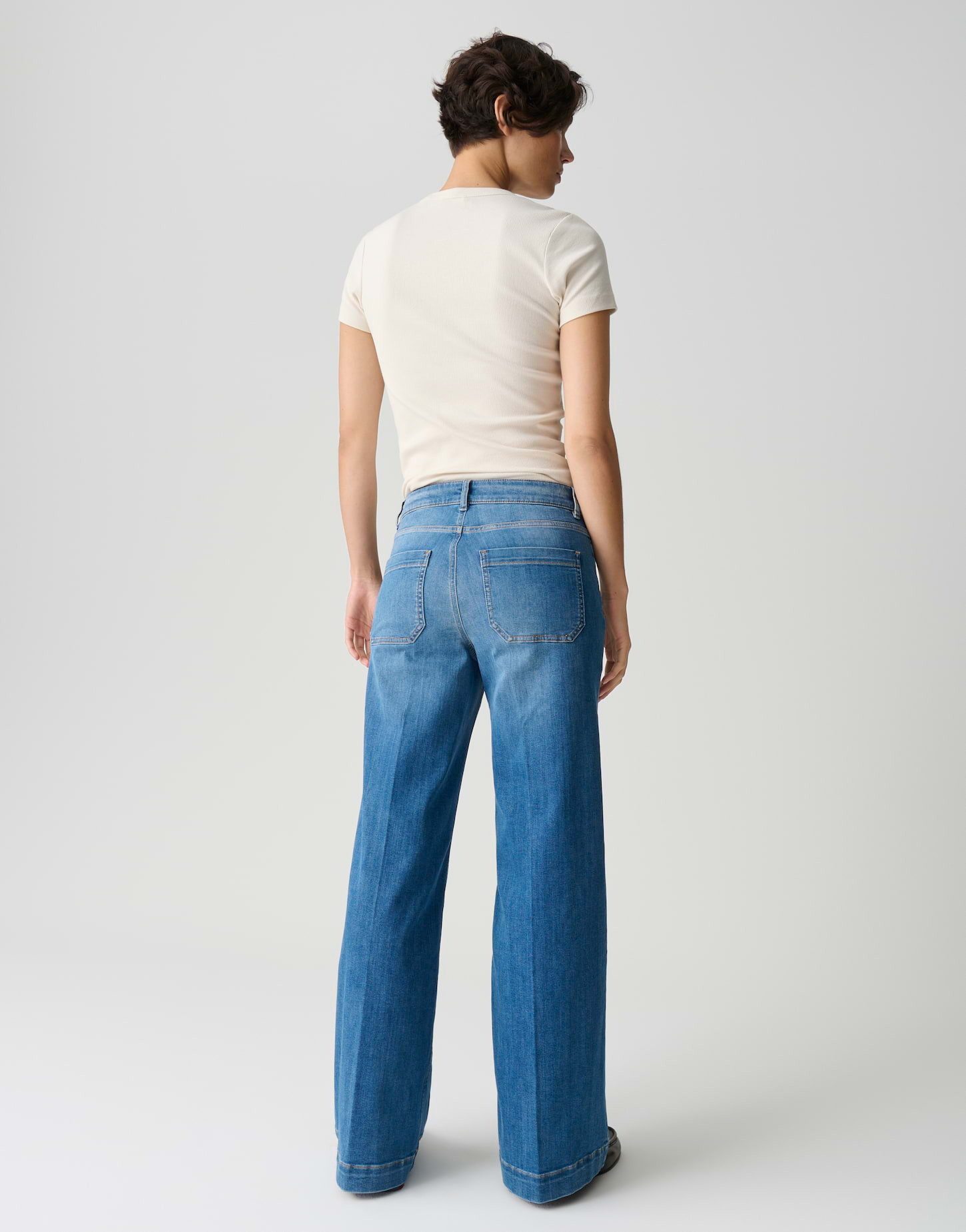 OPUS PANTS Palazzohose MELLY CRISP aus Denim® Mid Rise Weite Silhouette mit subtilen Used-Effekten – Bild 3 von 5