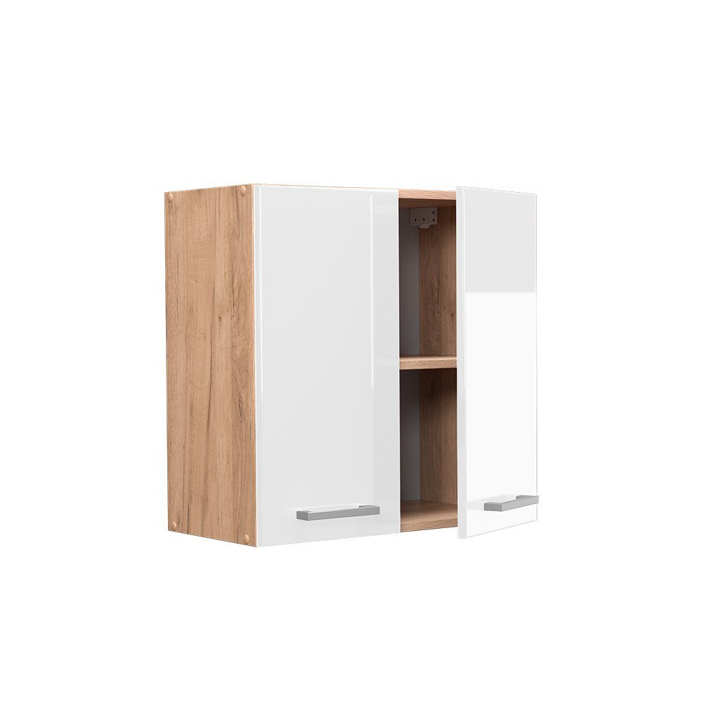 Vicco Hängeschrank R-Line, Weiß Hochglanz/Goldkraft Eiche, 60 cm (1-St)