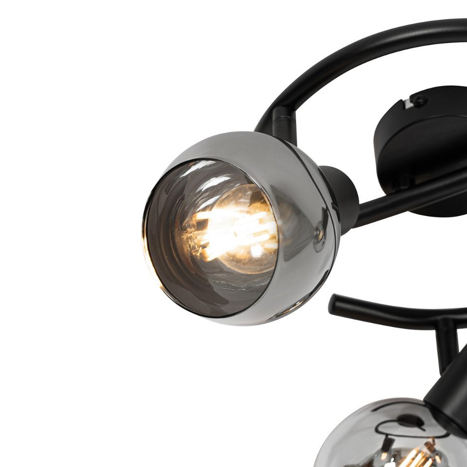 Qazqa LED Aufbaustrahler Vidro, ohne Leuchtmittel, E14, Schwarz, Art Deco, günstig online kaufen