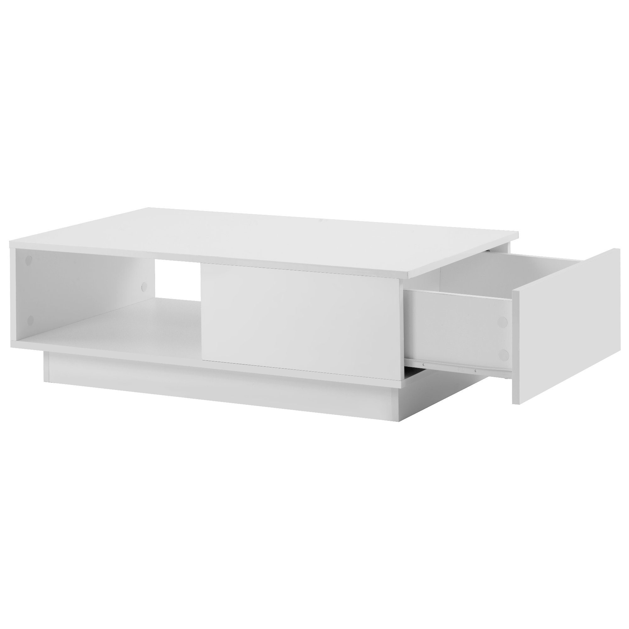 Couchtisch, mit LED-Beleuchtung, Hochglanz Sofatisch Wohnzimmertisch, 99x55x32 cm