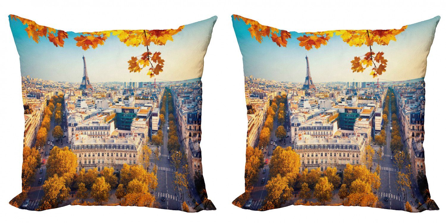 Digitaldruck, Kissenbezüge Accent Luftaufnahme Stück), Doppelseitiger Eiffelturm Herbst Modern (2 Abakuhaus