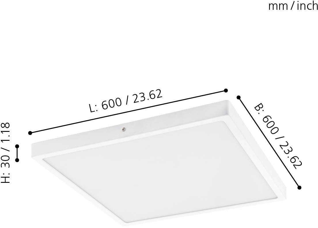 EGLO Aufbauleuchte FUEVA 1, LED fest integriert, Warmweiß, schlankes Design,  nur 3 cm hoch, Schlankes Design mit einer Höhe von 3 cm