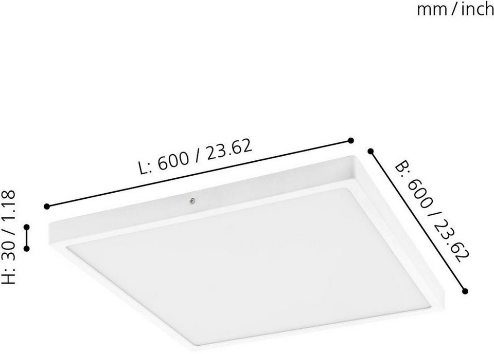 EGLO Aufbauleuchte FUEVA 1, LED fest integriert, Warmweiß, schlankes Design,  nur 3 cm hoch, Schlankes Design mit einer Höhe von 3 cm