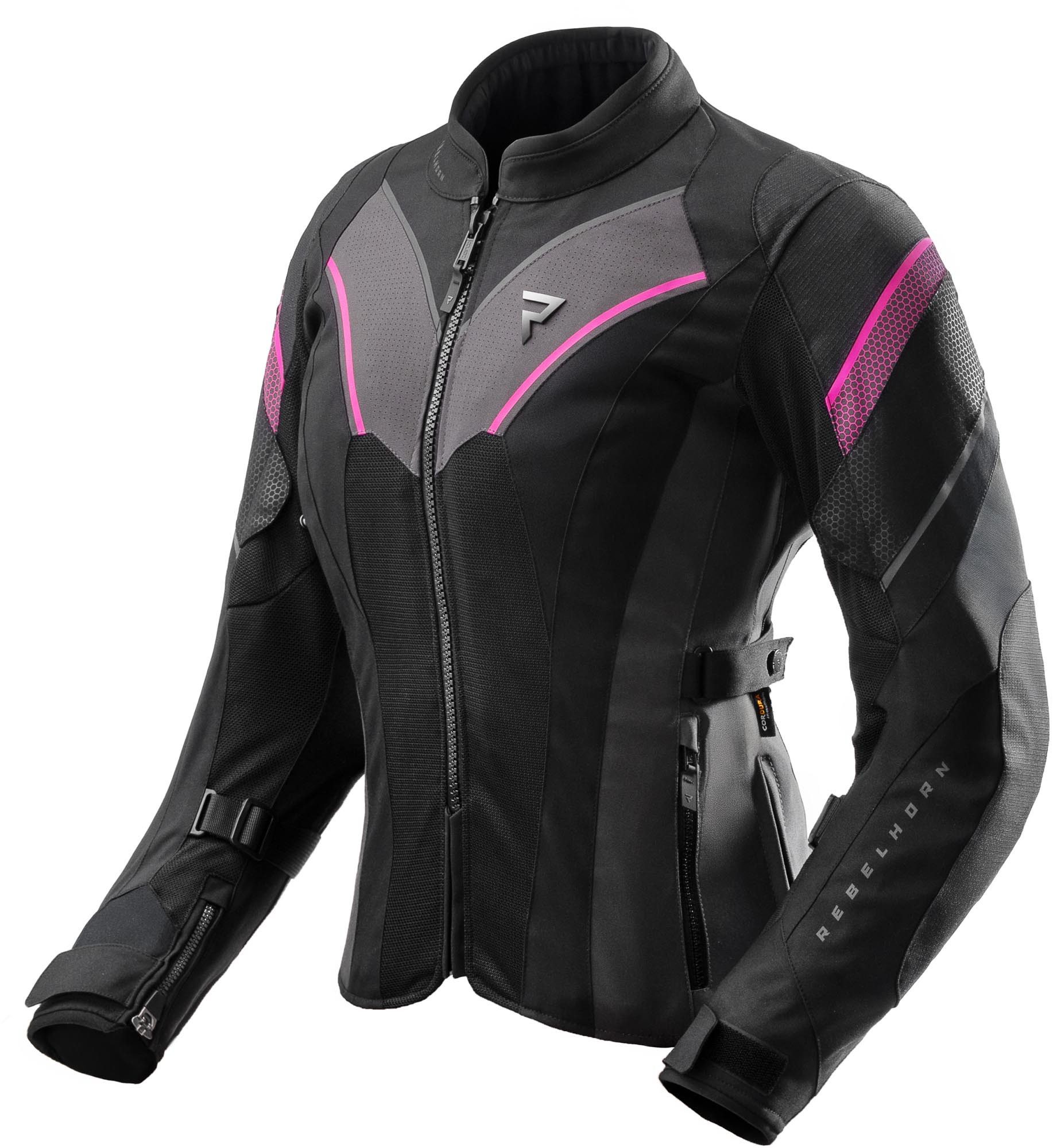 Rebelhorn Motorradjacke Hiflow 5 wasserdichte Damen Motorrad Textiljacke Rückenprotektor enthalten,Verbindungsreißverschluss,Ellenbogenpro