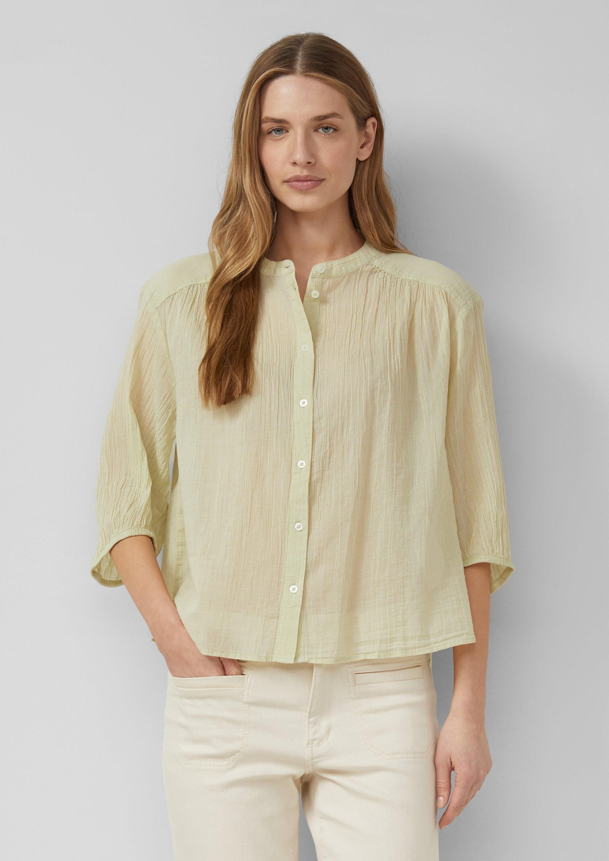 s.Oliver Kurzarmbluse Bluse Leichte Baumwollbluse mit 3/4-Ärmeln und Struktur