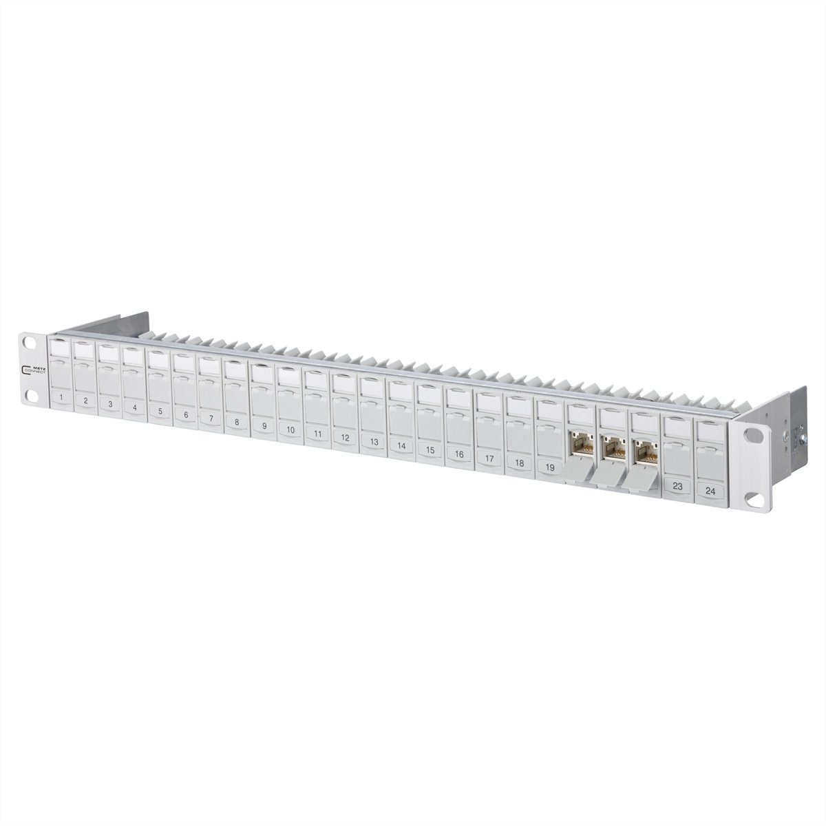 19"-Panel 1HE bestückt mit 24 C6A Modulen Kat.6A (Class EA) Netzwerk-Panel