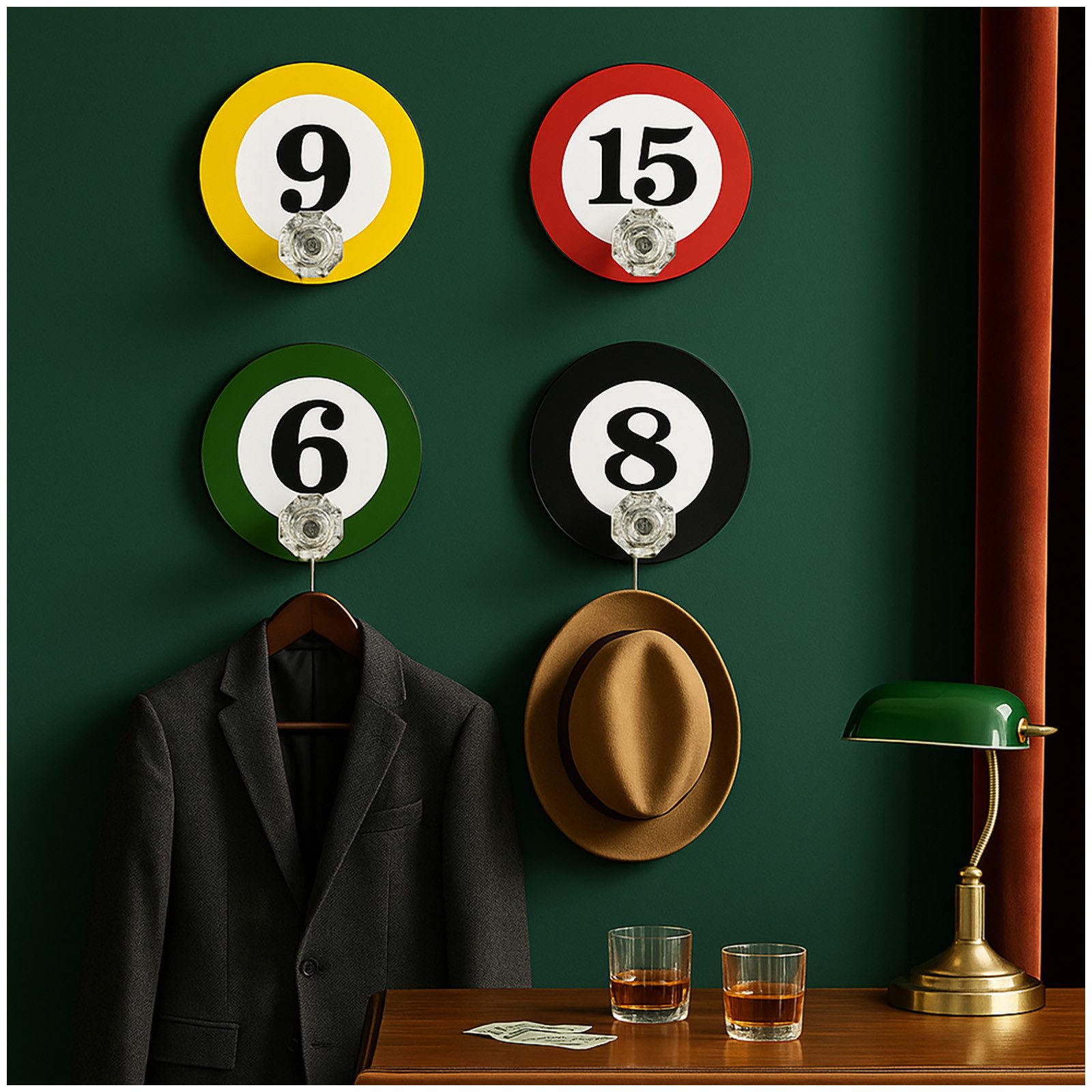 HTI-Line Wandhaken Wandhaken 4er-Set Billard, Flur günstig online kaufen