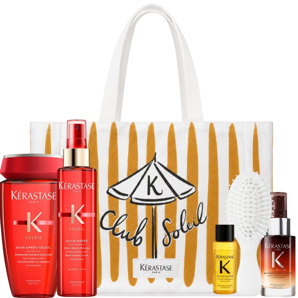 Kérastase Haarpflege-Set Soleil Luxury Summer Set, 6-tlg., Intensive Sonnenpflege mit exklusiver Strandtasche