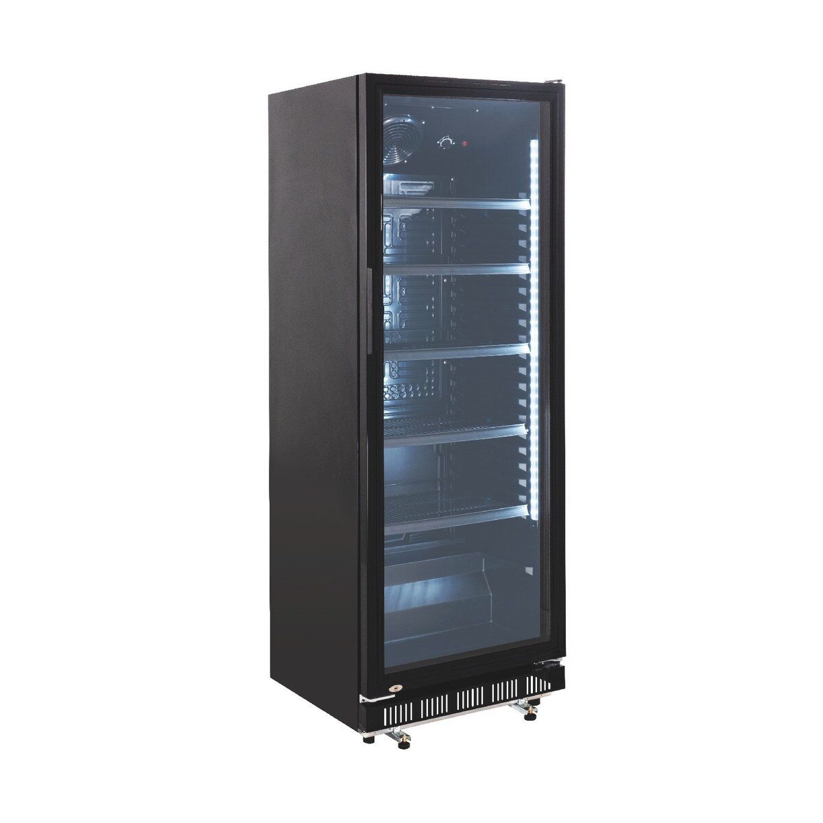 GastroHero Getränkekühlschrank GK-360BB Flaschenkühlschrank 360 L, Glastür & LED, abschließbar schwarz, 173.2 cm hoch, 62 cm breit
