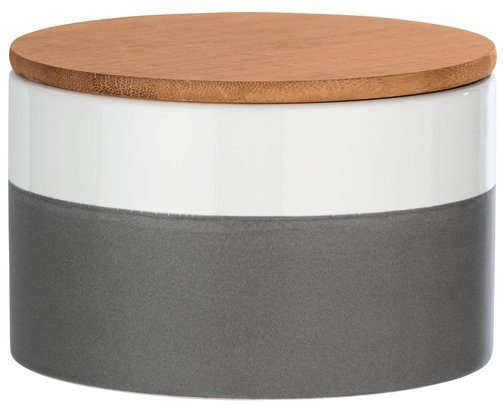 WENKO Vorratsdose Malta, Keramik, (1-tlg), Keramikdose im trendigen Farbblockdesign in Grau/Weiß. € 17,99